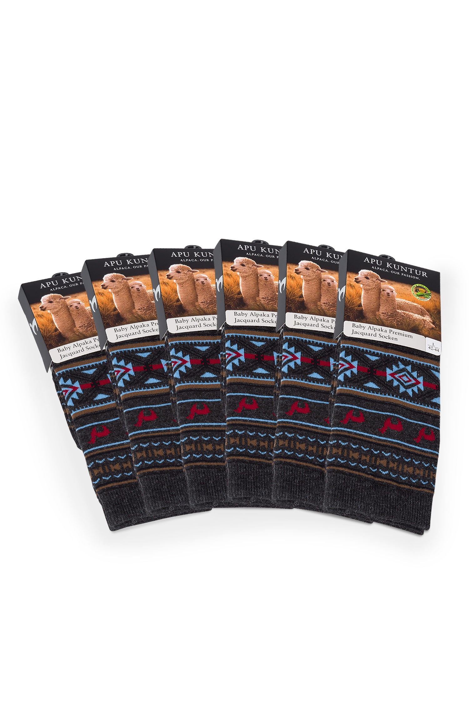 Alpaka Socken JACQUARD 6er Pack aus 70% Baby Alpaka und 25% Pima Baumwolle