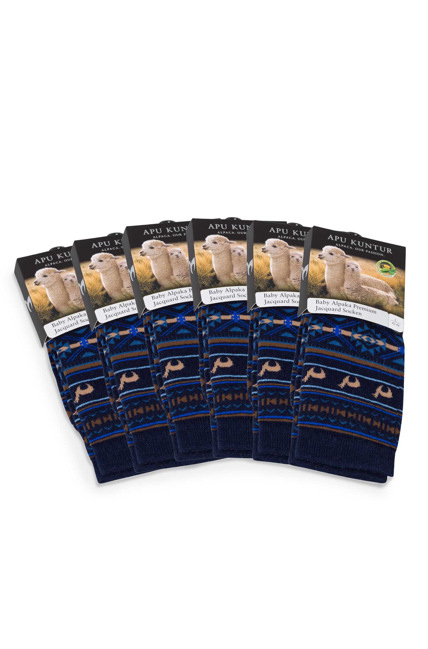 Alpaka Socken JACQUARD 6er Pack aus 70% Baby Alpaka und 25% Pima Baumwolle