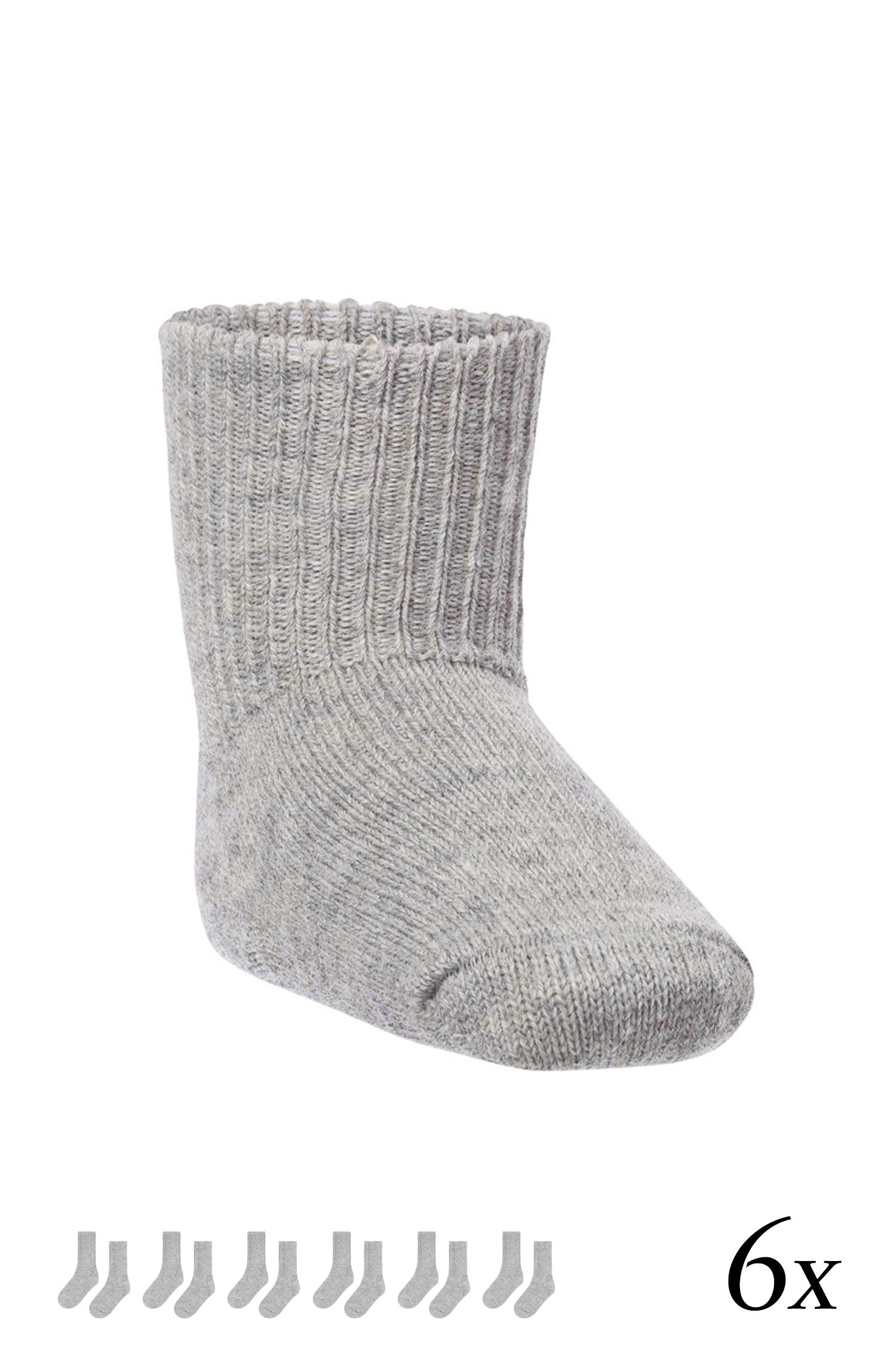 Chaussettes en alpaga pour enfants (taille 15-29), lot de 6, composées à 70 % de bébé alpaga et à 25 % de coton
