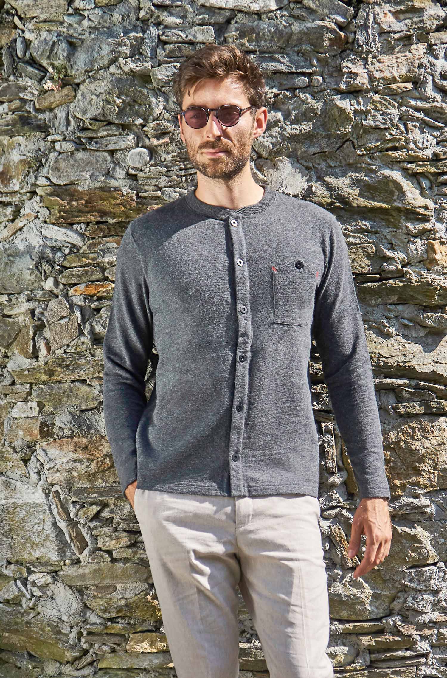 Cardigan alpaga GERSON en coton et alpaga royal
