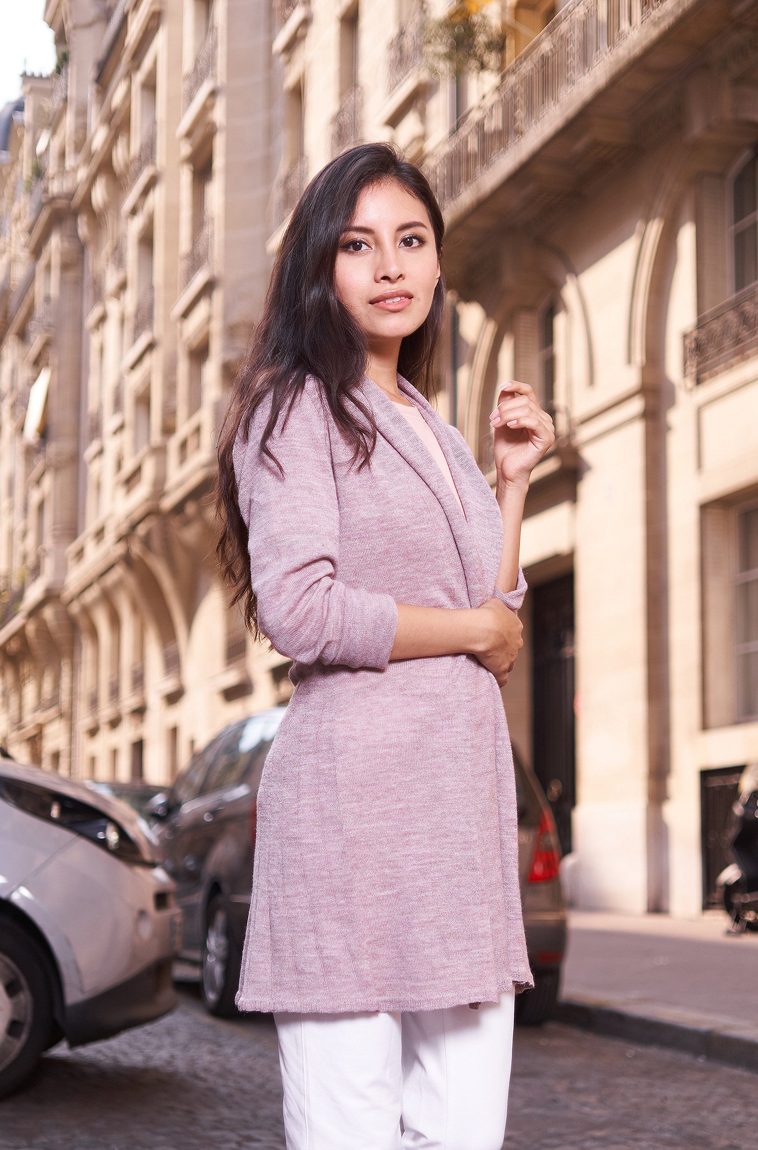 Alpaka Strickjacke PENELOPE LONG aus 100% Baby Alpaka