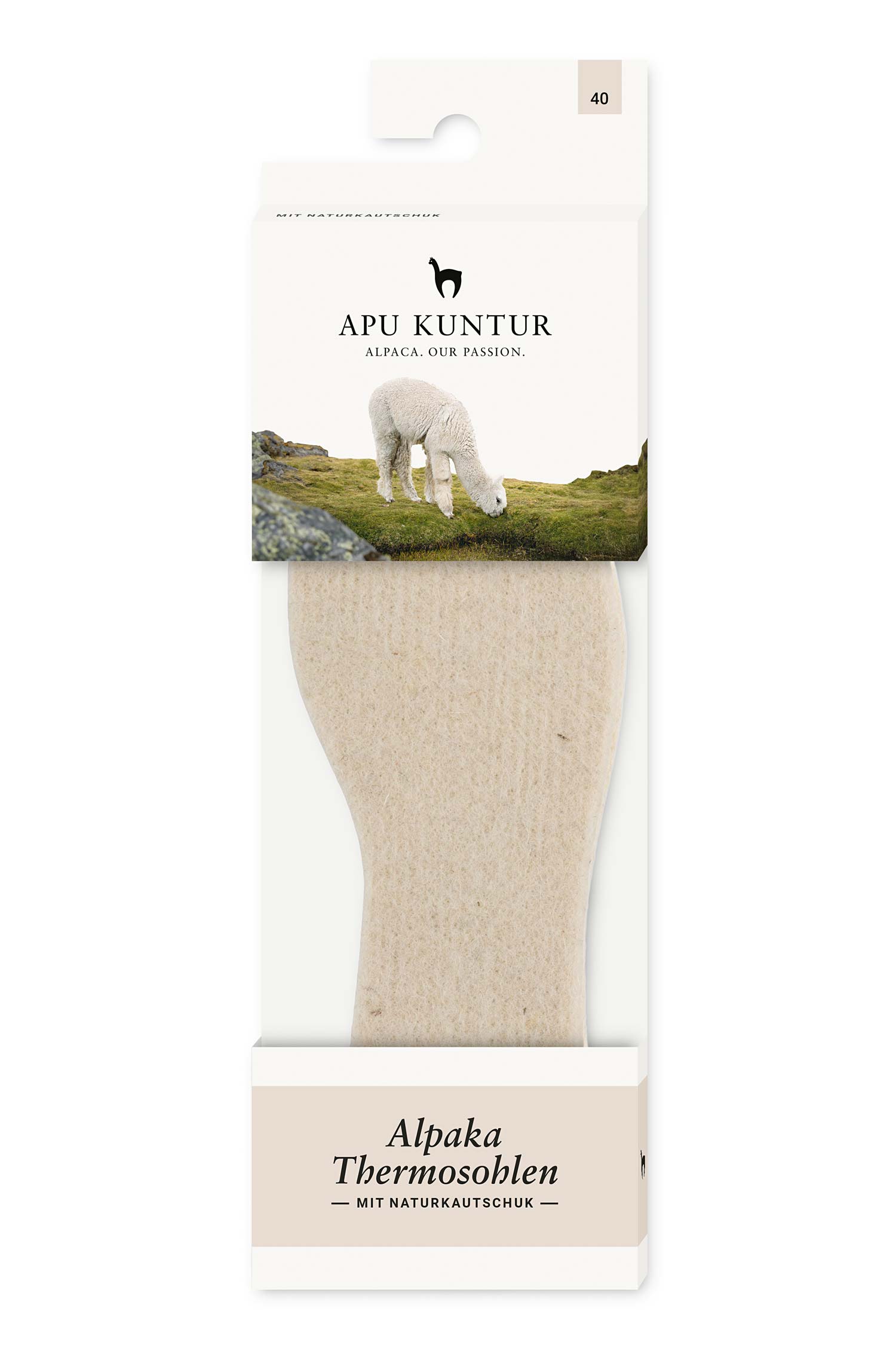 Alpaka THERMOSOHLEN (gummiert) aus 70% Alpaka & 30% Schafwolle