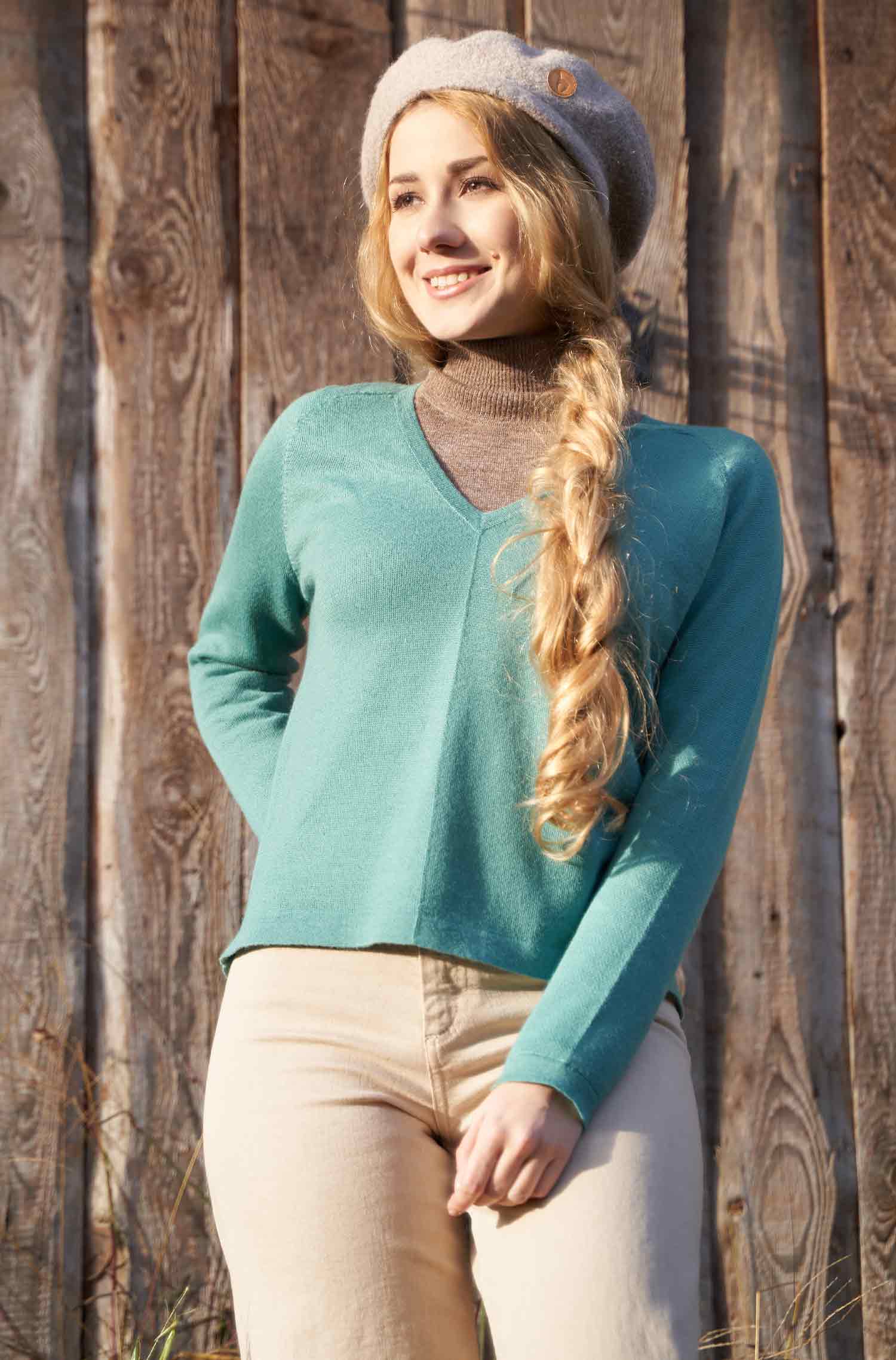 Alpaka V-Neck Pullover ANNA aus 100% Baby Alpaka