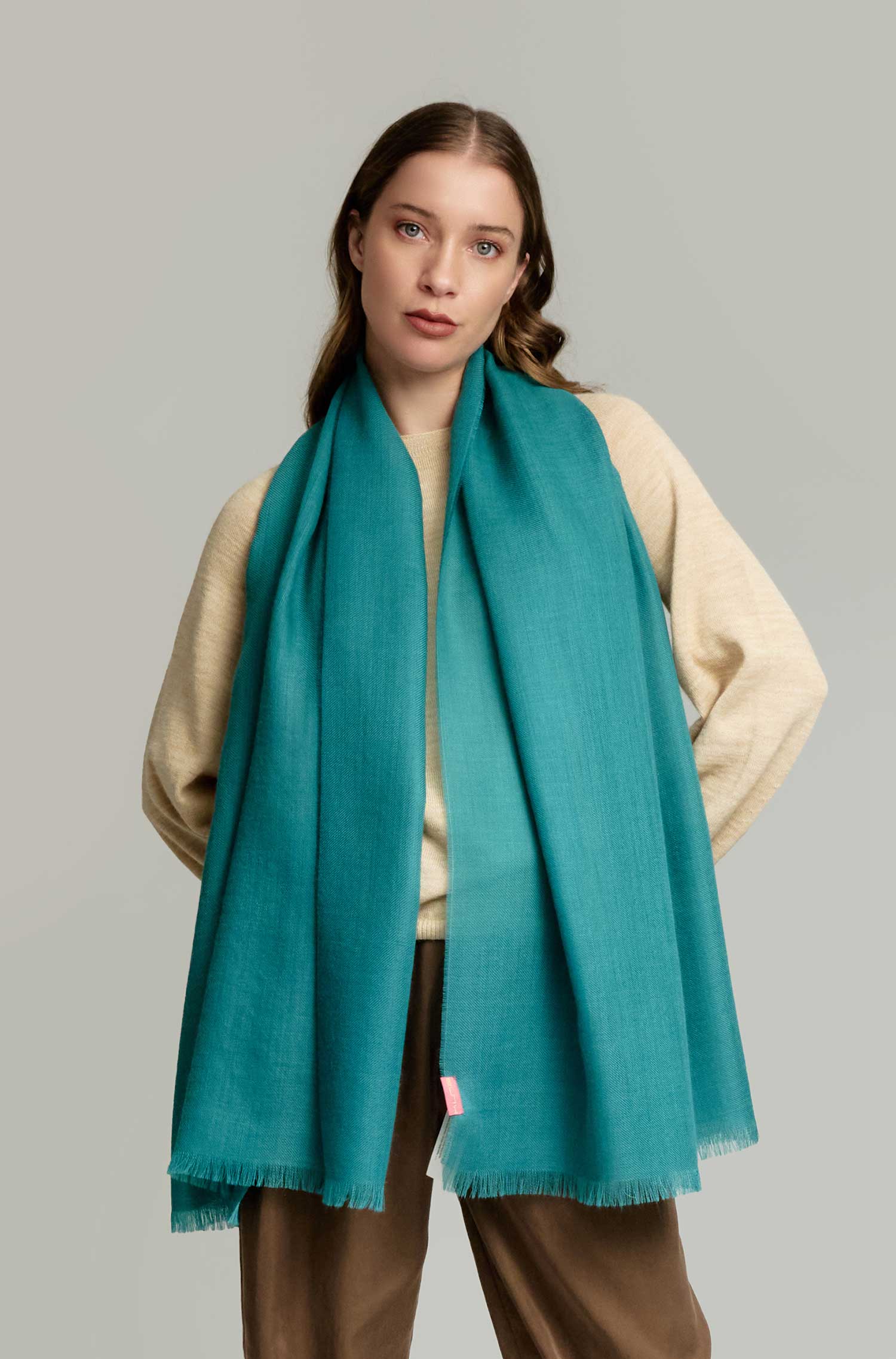 Alpaca woven scarf AMARETO made from 100% baby alpaca