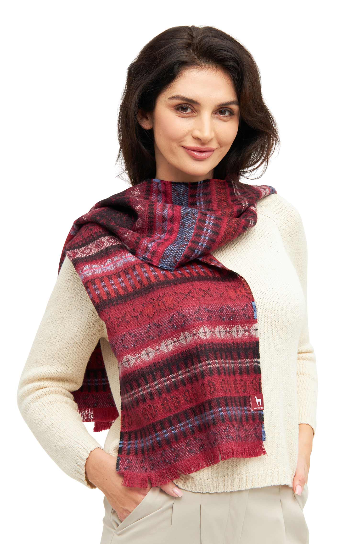 Alpaca woven scarf PUKA made of 100% baby alpaca