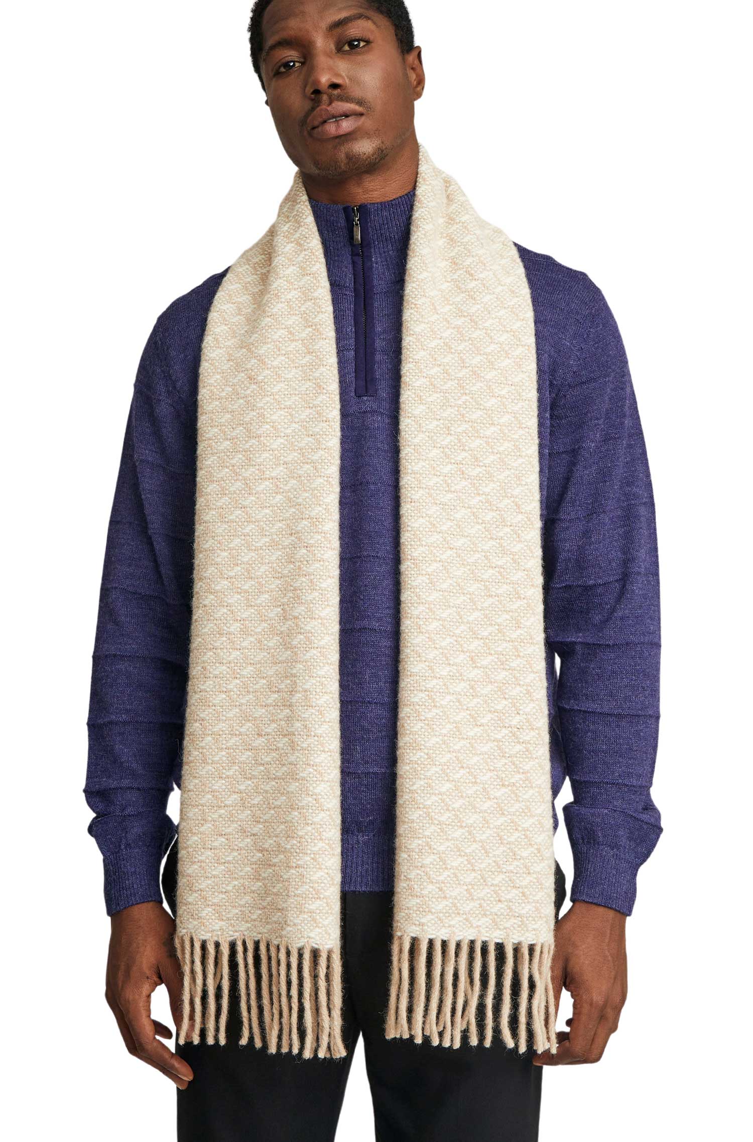 Alpaca woven scarf WEDEKE made of eco wool & baby alpaca