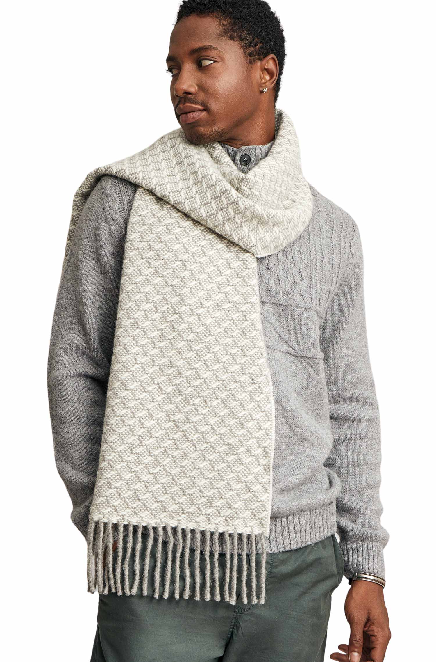 Alpaca woven scarf WEDEKE made of eco wool & baby alpaca
