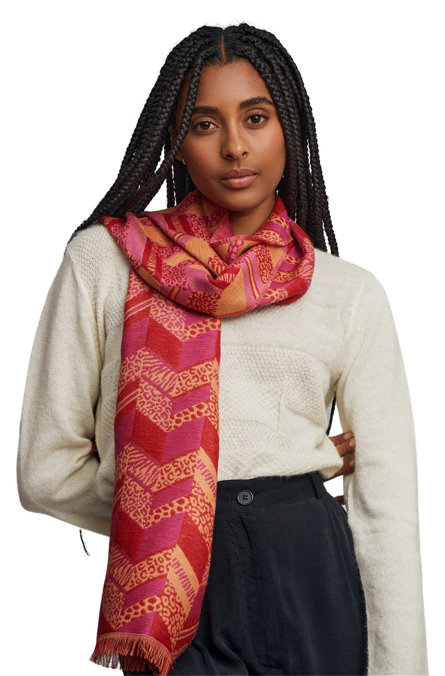 Alpaca woven scarf WILDLIFE made of baby alpaca & silk
