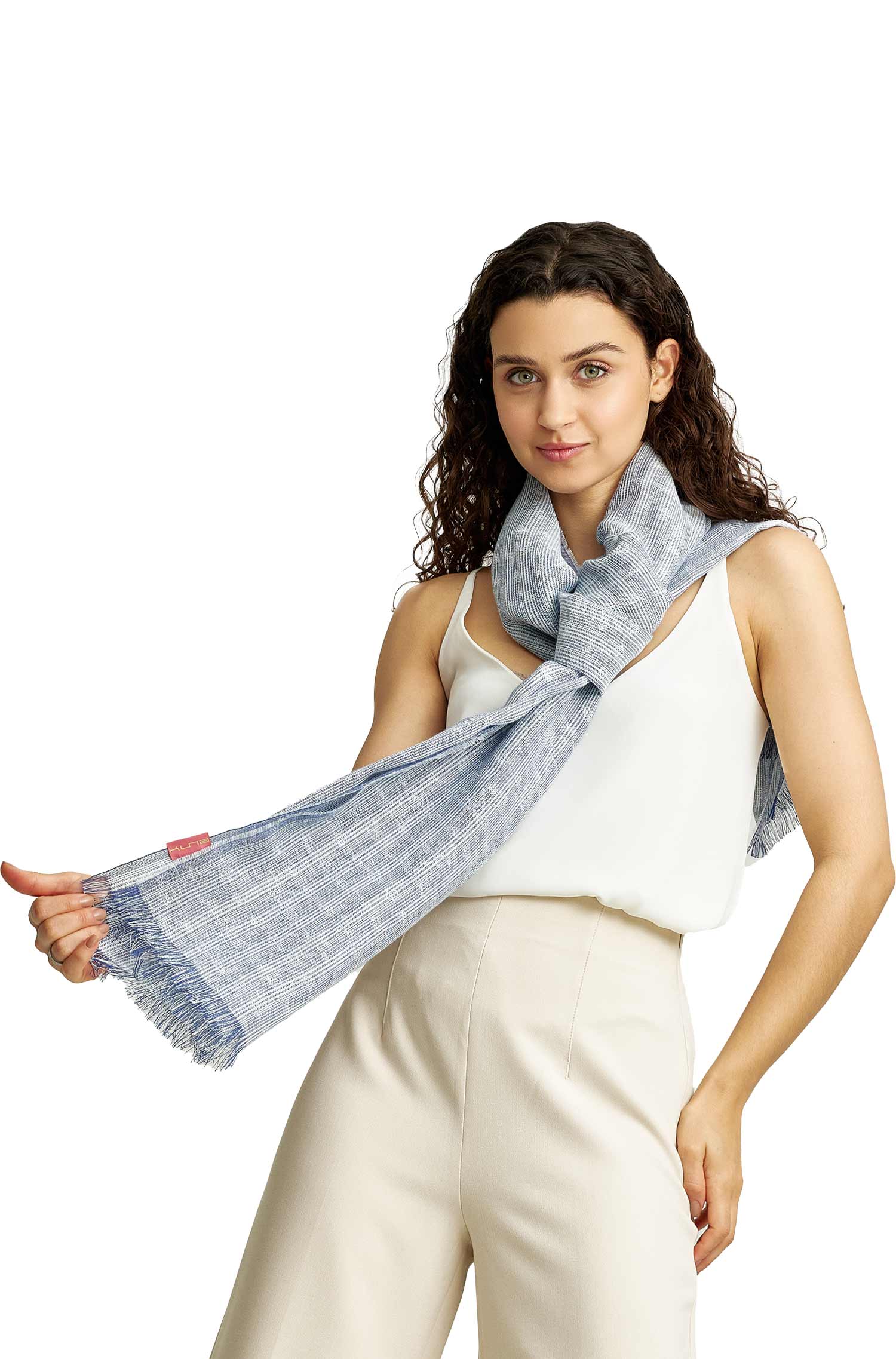 Alpaca woven scarf WELCOME made of baby alpaca, linen & silk