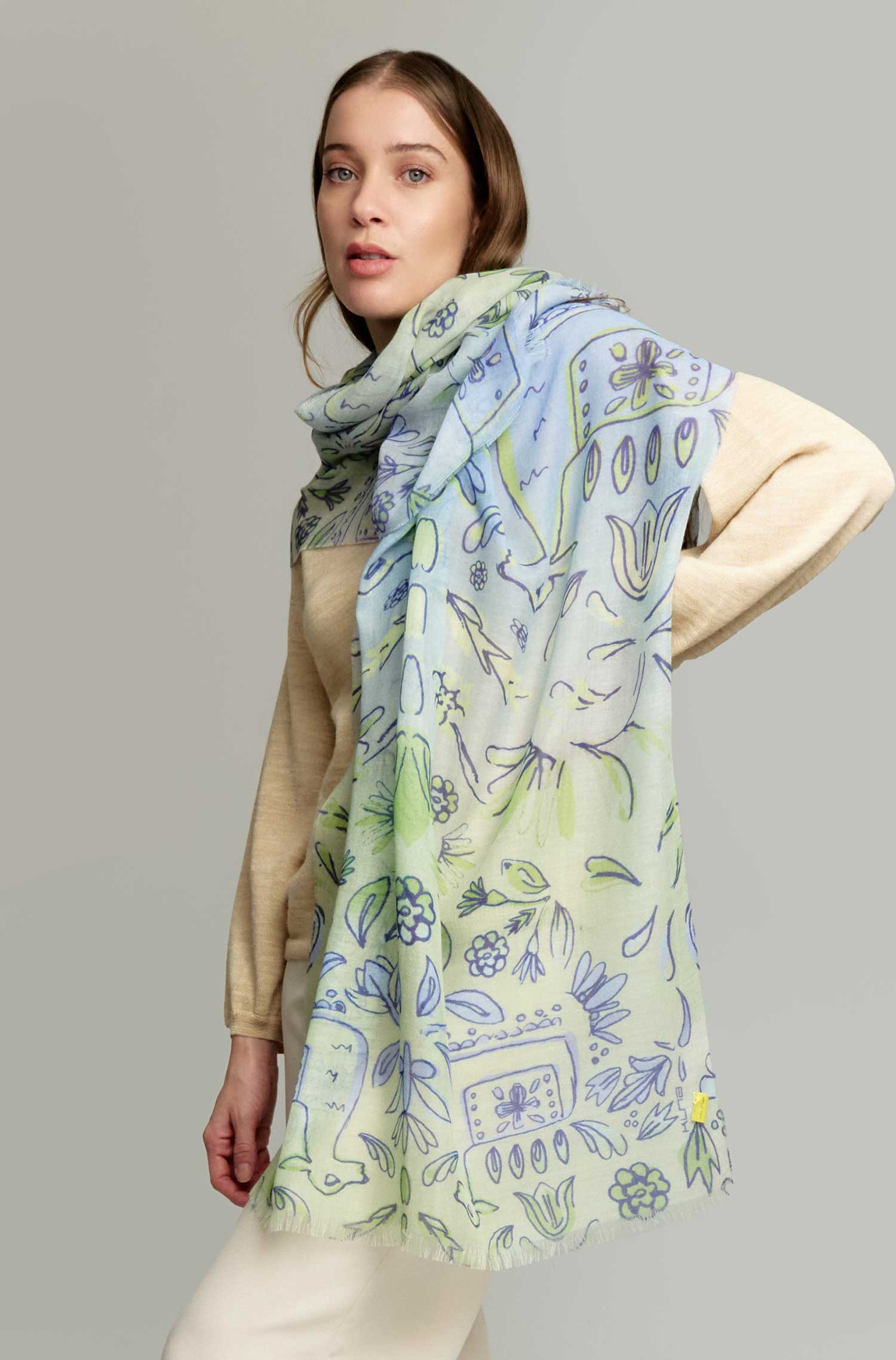Alpaca woven scarf YOVELA made of baby alpaca & silk