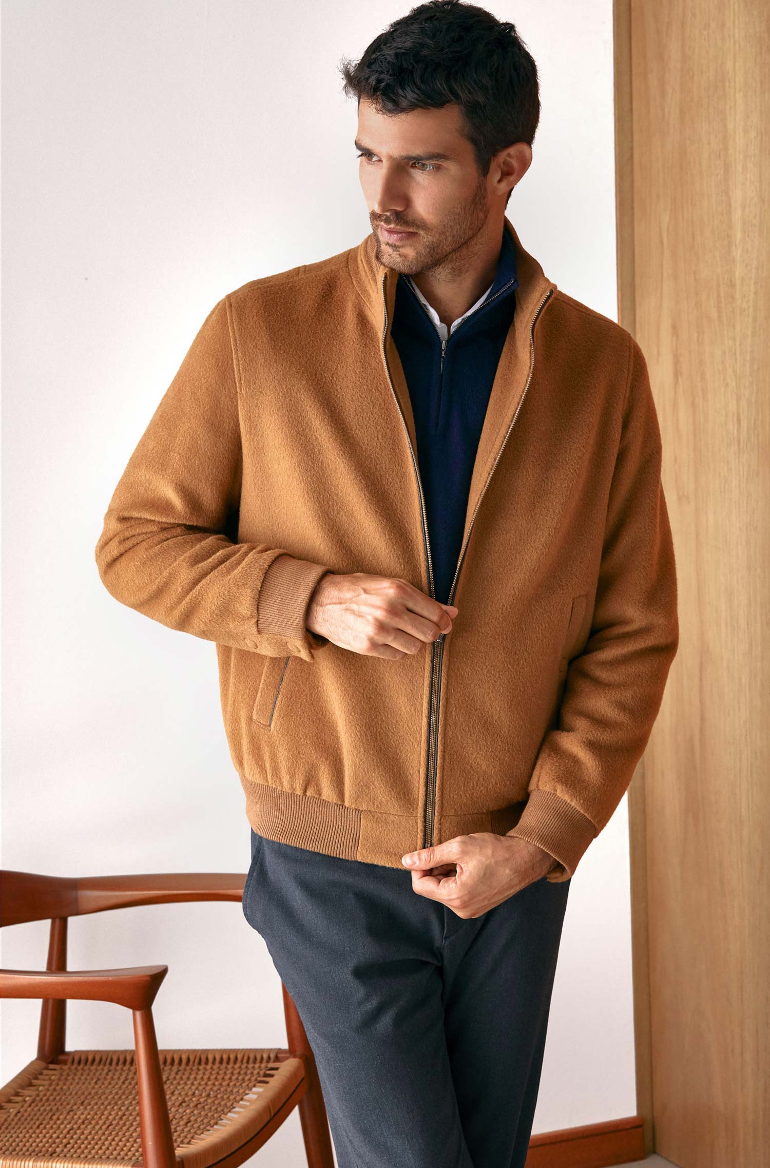 Bomber Jacke Blouson NADRIAN Alpaka Wolle Herren KUNA Essentials