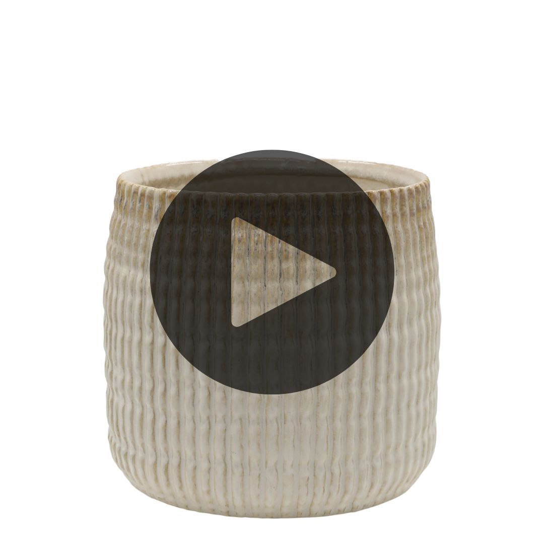 Gaston Blumentopf mit Muster, Keramik, latte, 17 cm hoch