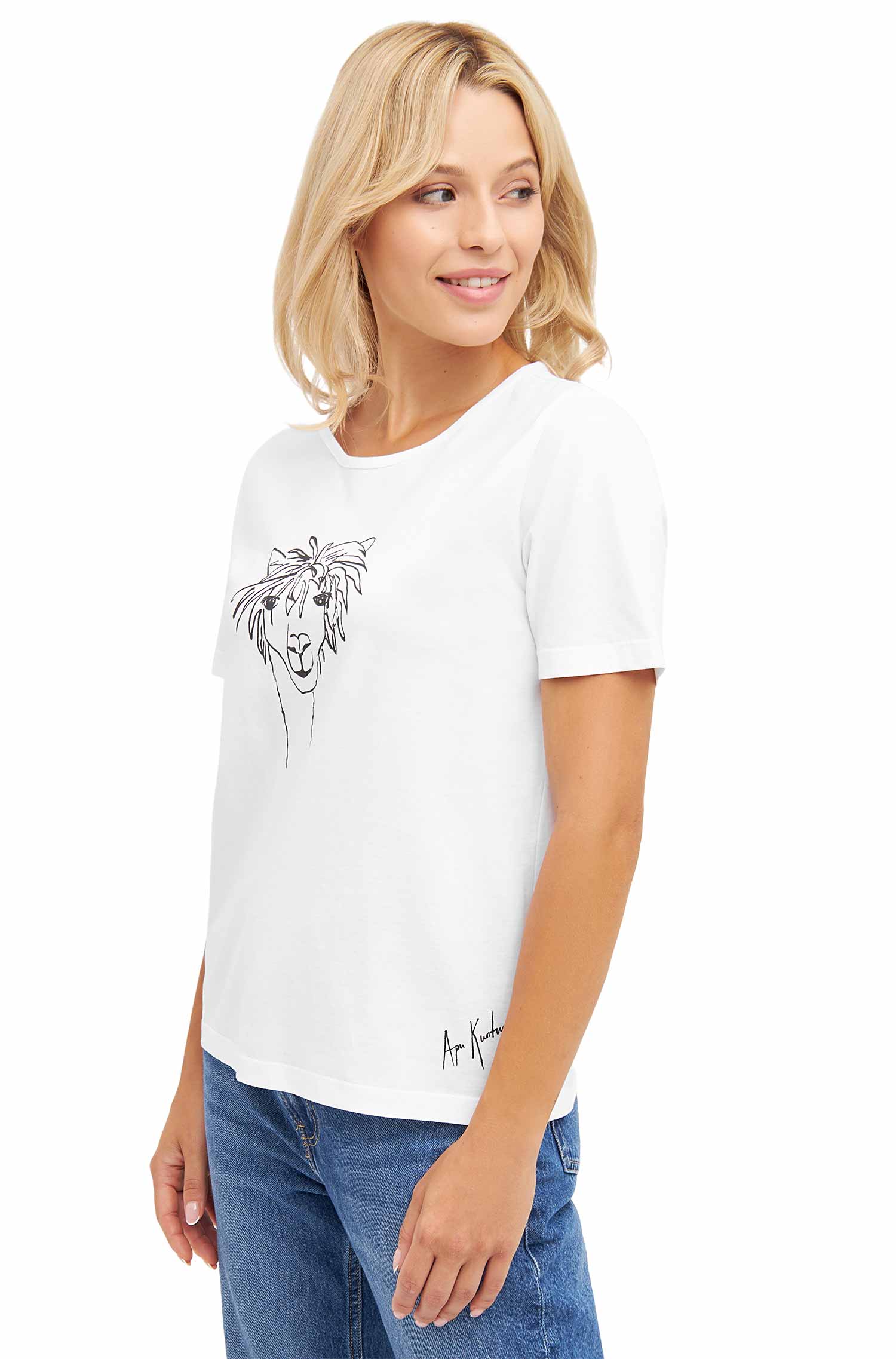 Damen T-Shirt RASSI mit Alpaka-Motiv aus 100% Bio-Pima-Baumwolle