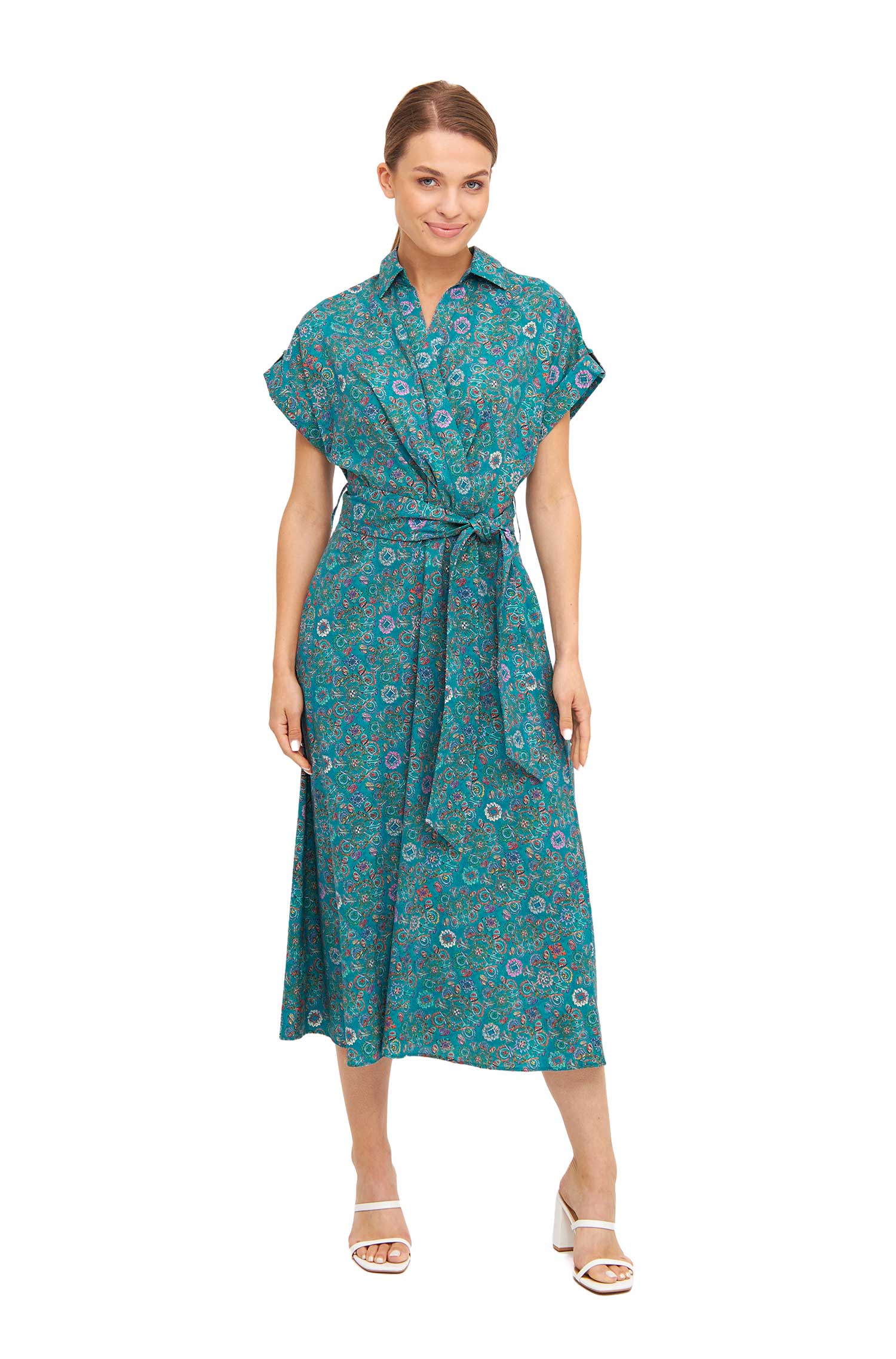 Kleid FLORAL ETHNO in Wickeloptik aus Bio-Pima-Baumwolle
