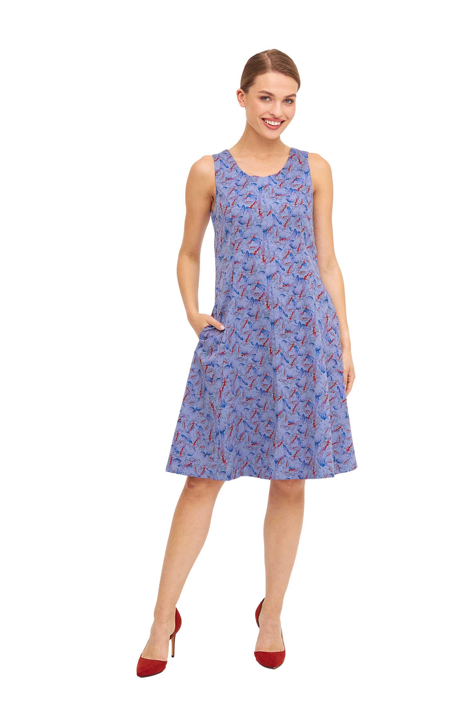 Kurzes Kleid FLYING BIRD aus Bio-Pima-Baumwolle