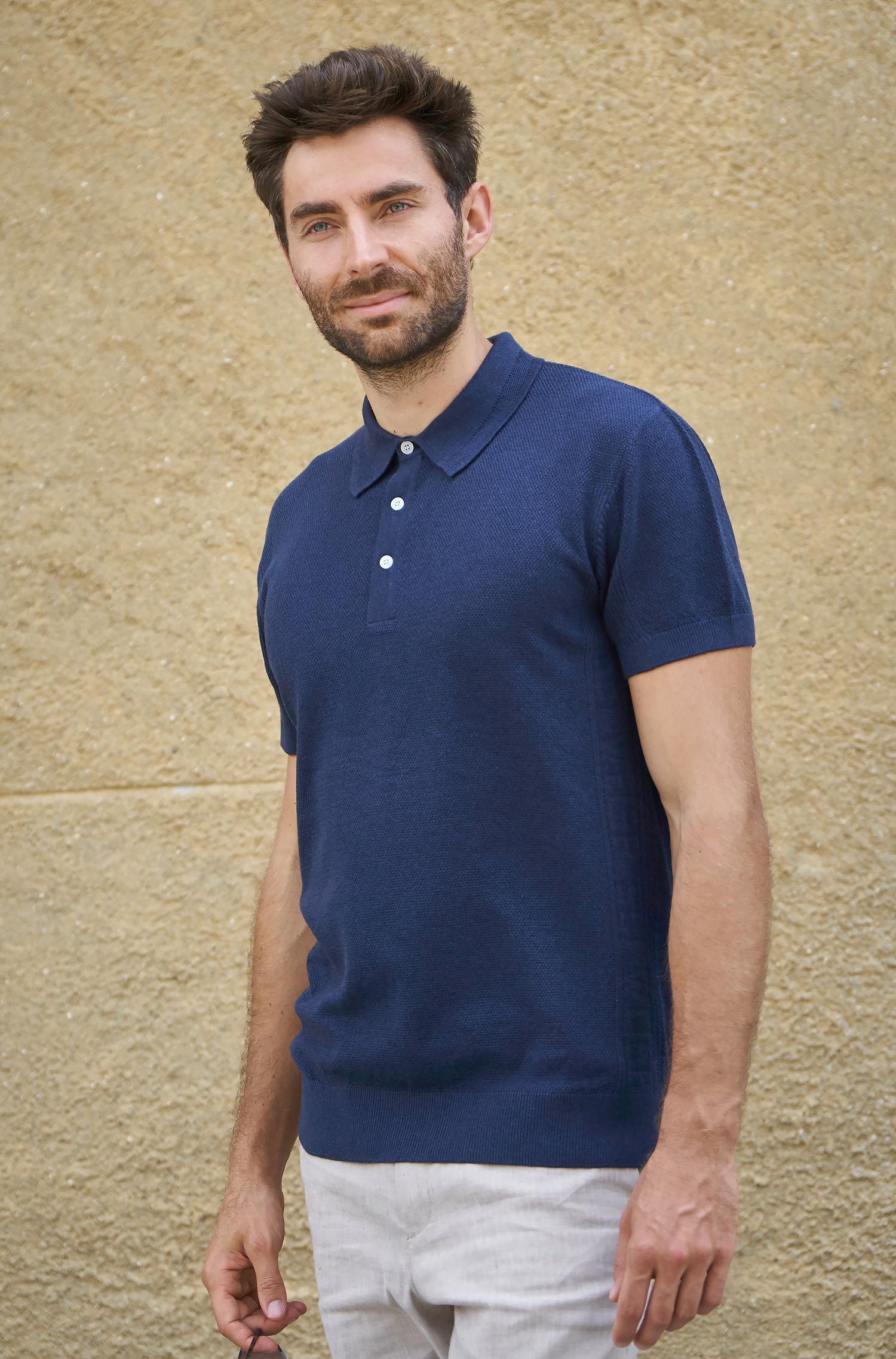 Polo Shirt SIMRON aus Royal Alpaka-Baumwoll-Mix