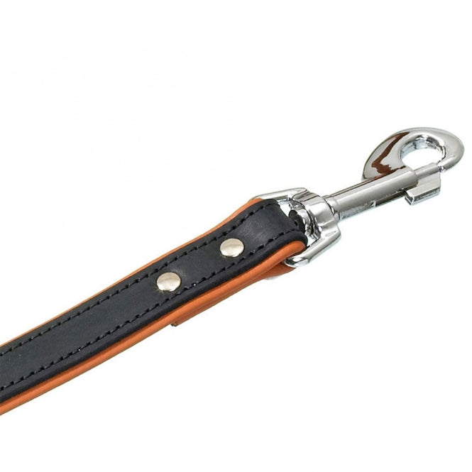 Karlie Rodeo Leine genietet, 16mm 100cm - schwarz/cognac