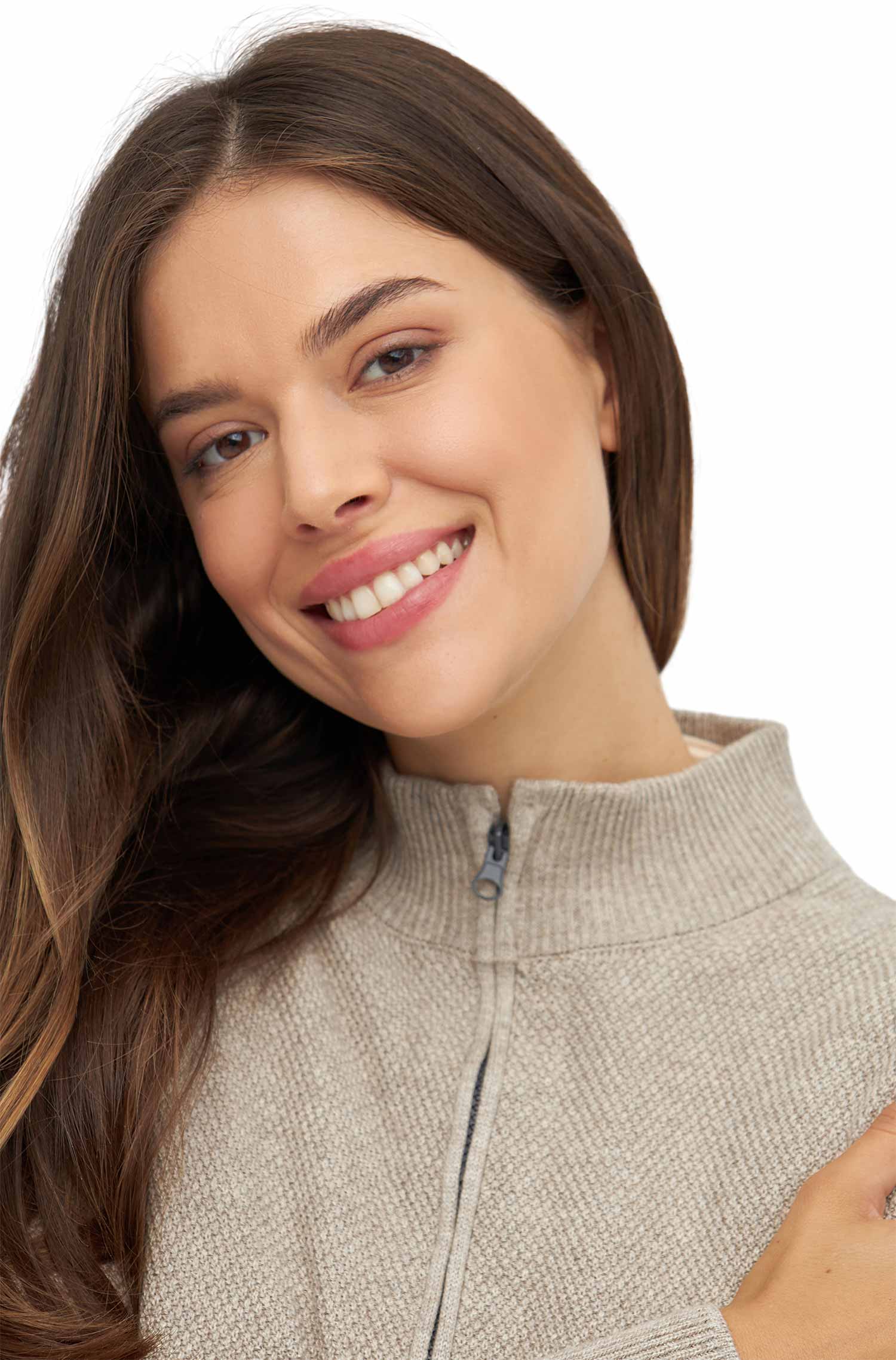 Strickjacke ALAYA mit Zipper aus Baby-Alpaka-Baumwoll-Mix