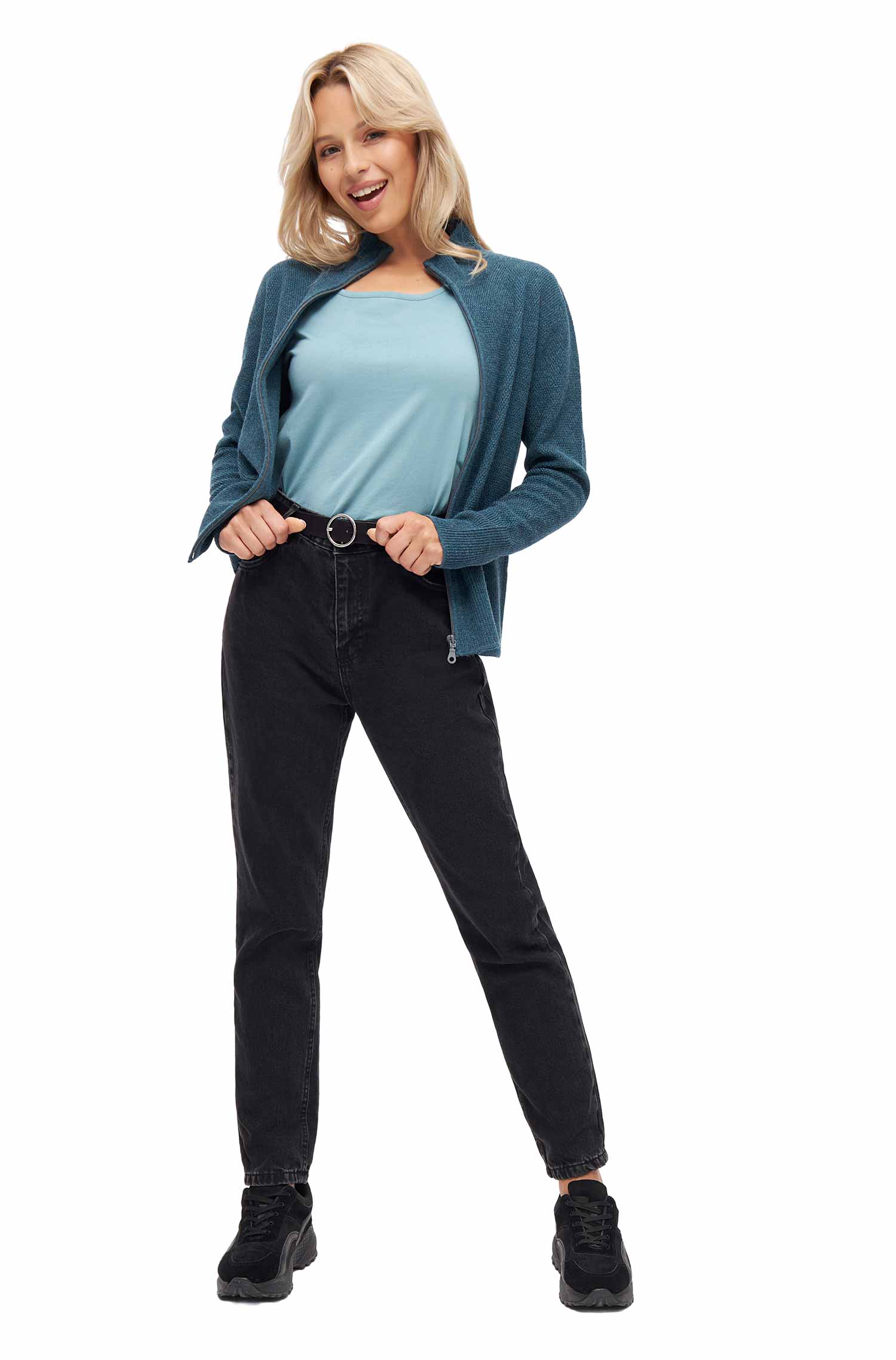 Strickjacke ALAYA mit Zipper aus Baby-Alpaka-Baumwoll-Mix