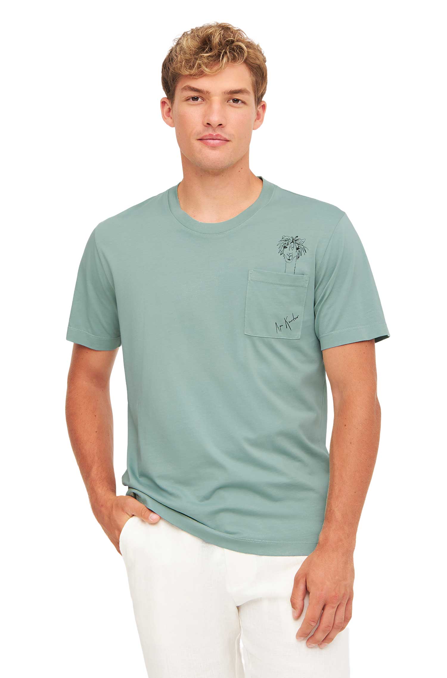 T-Shirt RASSI mit Alpaka-Print und Tasche