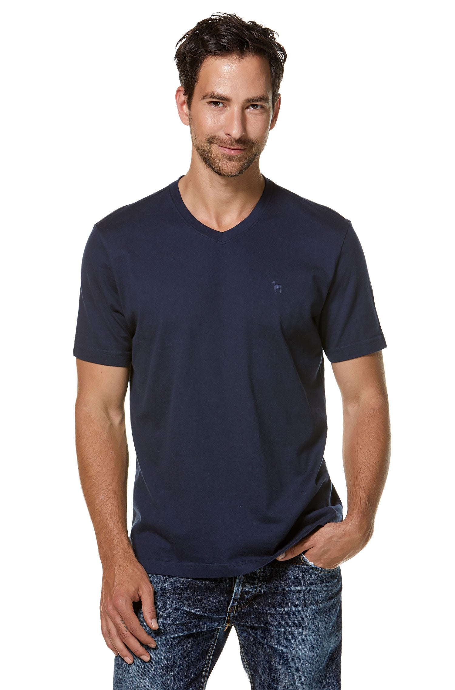 T-Shirt V-NECK aus Royal Alpaka-Baumwoll-Mix