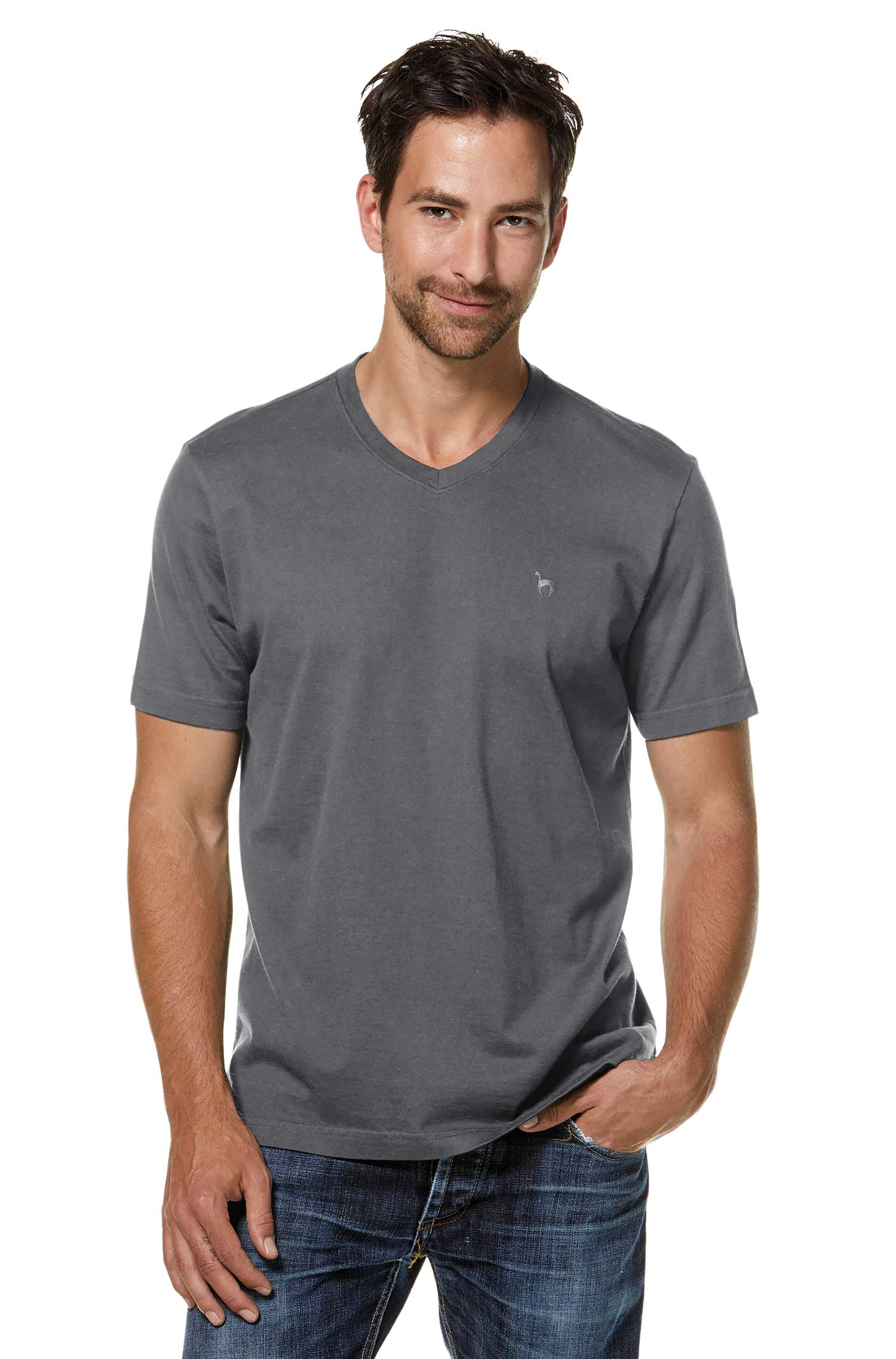 T-Shirt V-NECK aus Royal Alpaka-Baumwoll-Mix