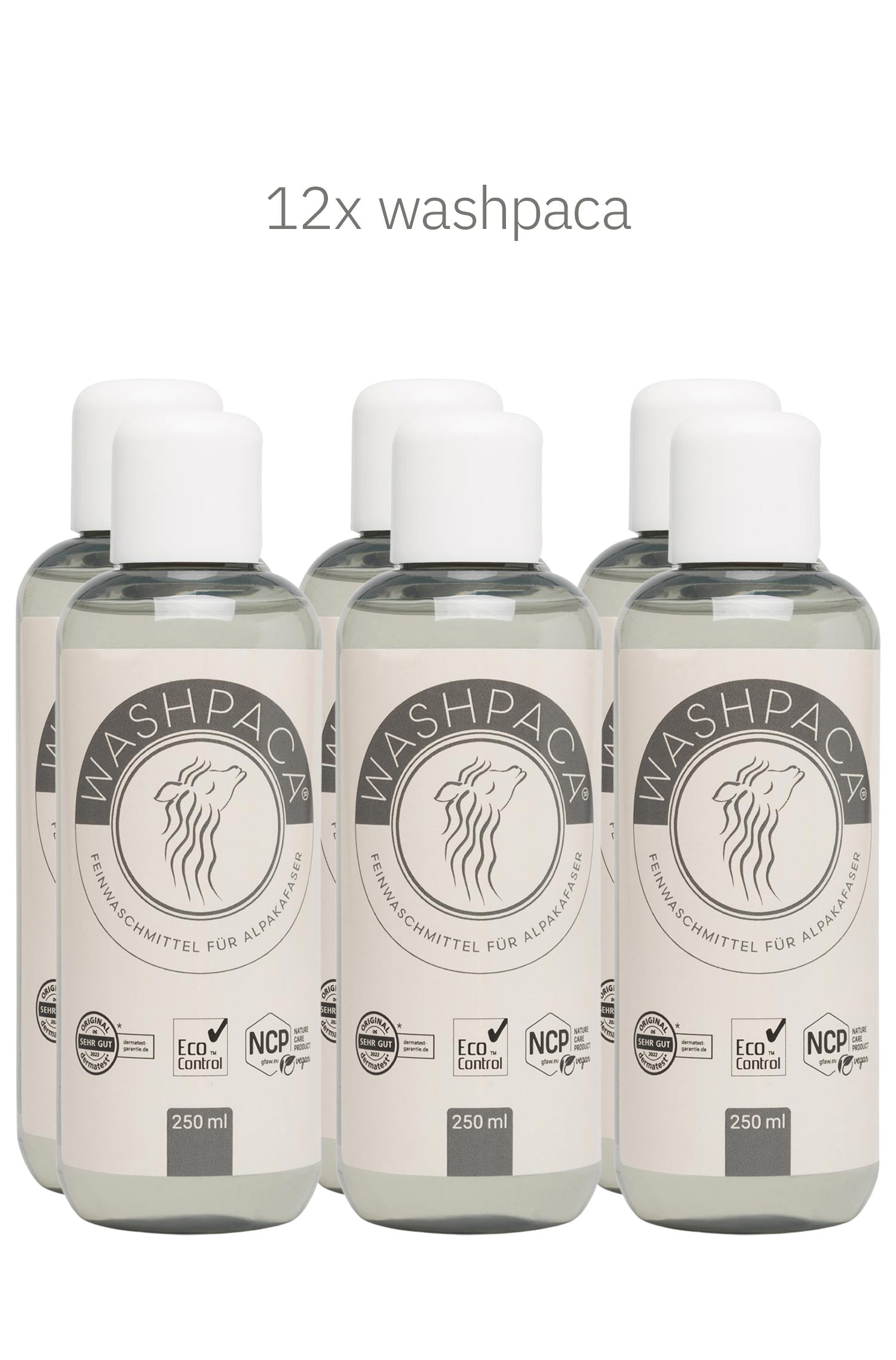 washpaca® 12er Pack Bio-Feinwaschmittel für Alpaka- und Wollfasern 12 x 250 ml