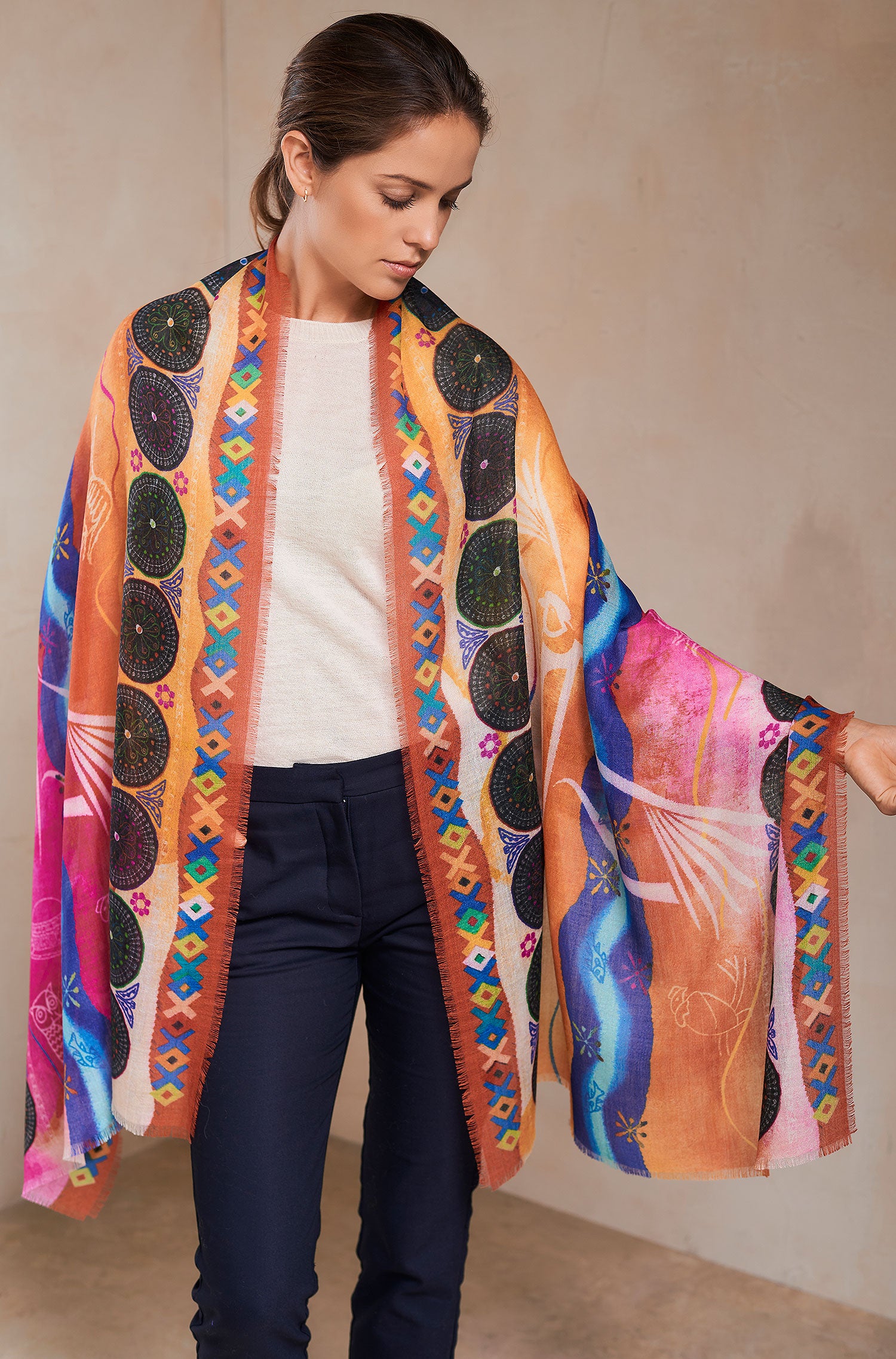 Web-Stola Schal SIENNA Damen Baby Alpaka Seide 200x70 cm