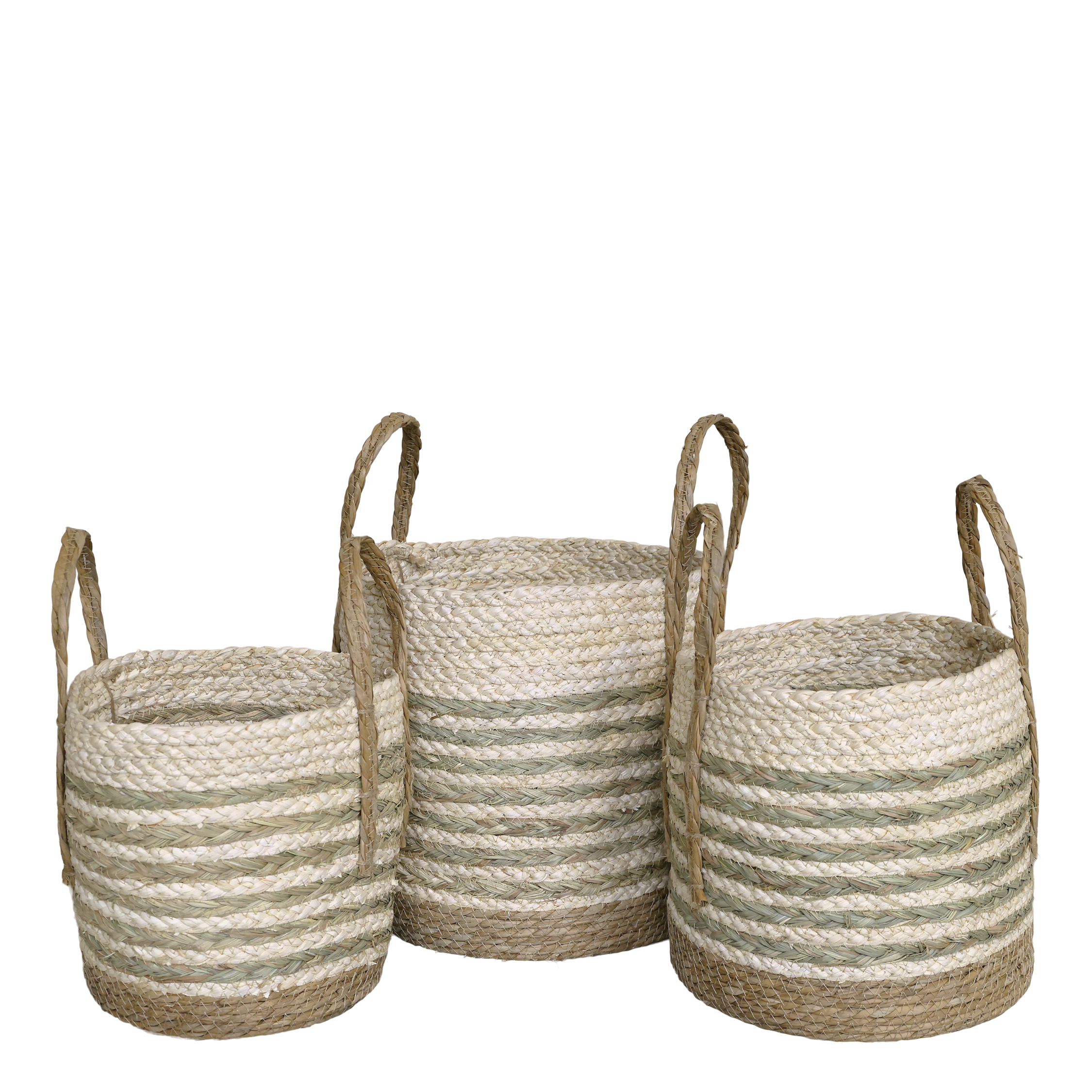 Wicker Basket set of 3 H32/D33 cm nature