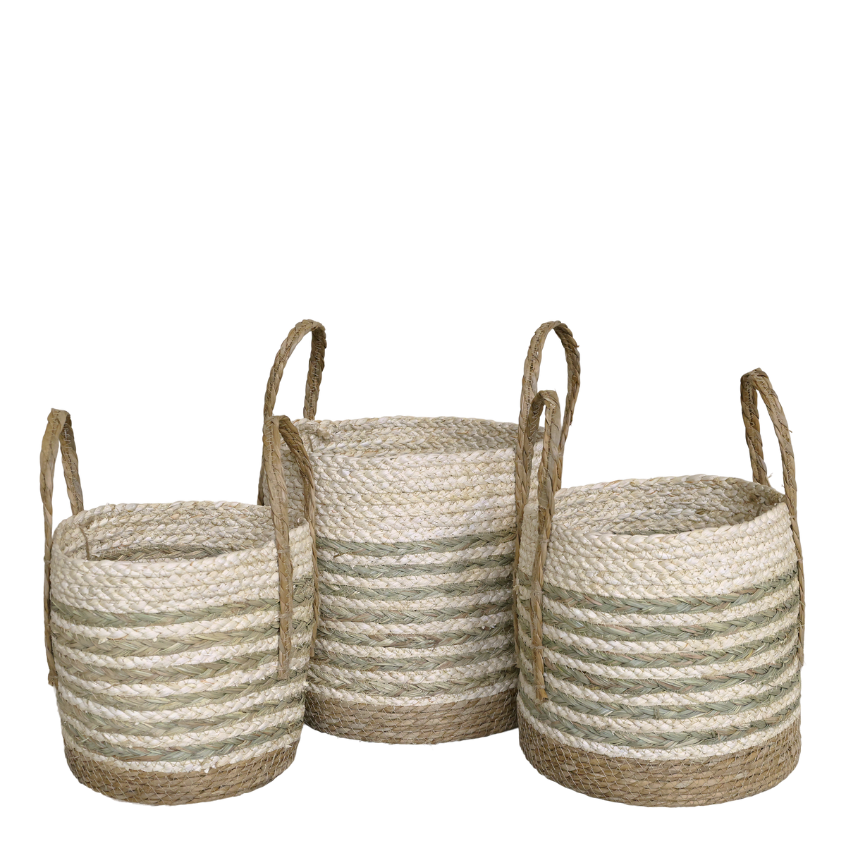 Geflochtenes Korb-Set aus Naturmaterialien, 3 Körbe