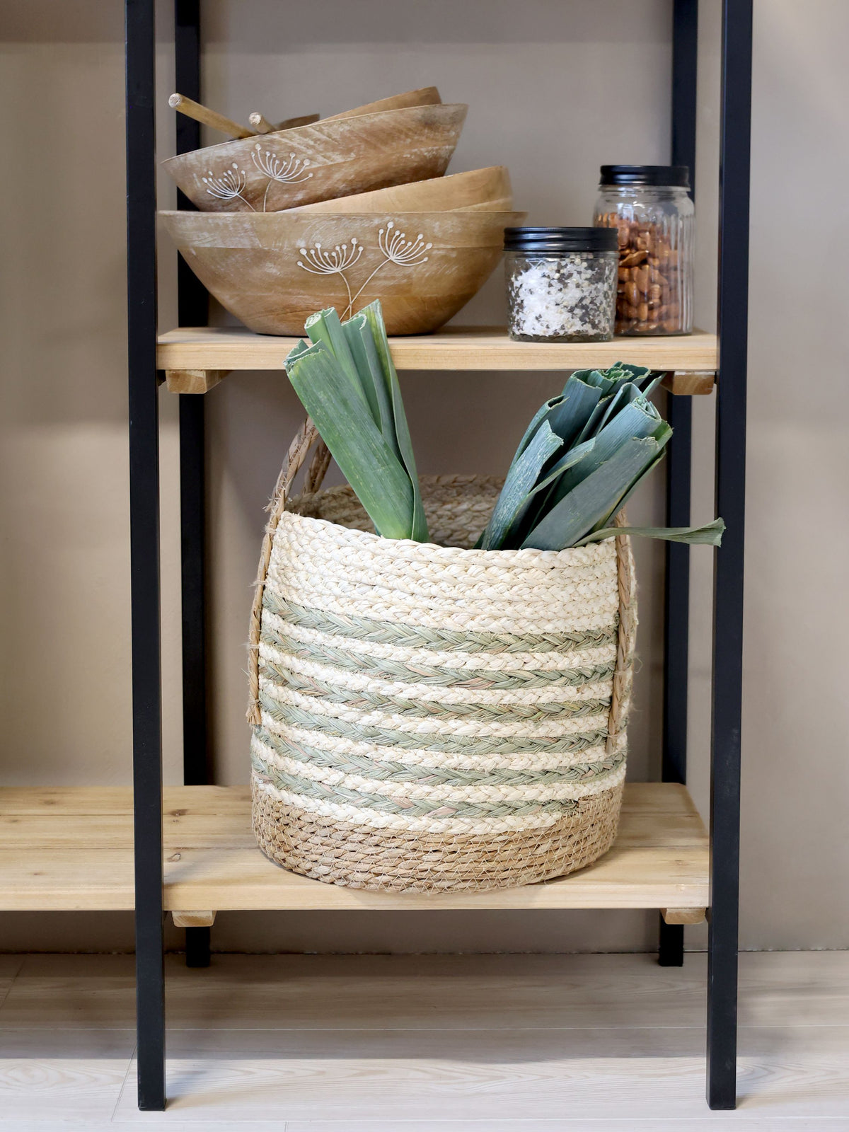 Geflochtenes Korb-Set aus Naturmaterialien, 3 Körbe