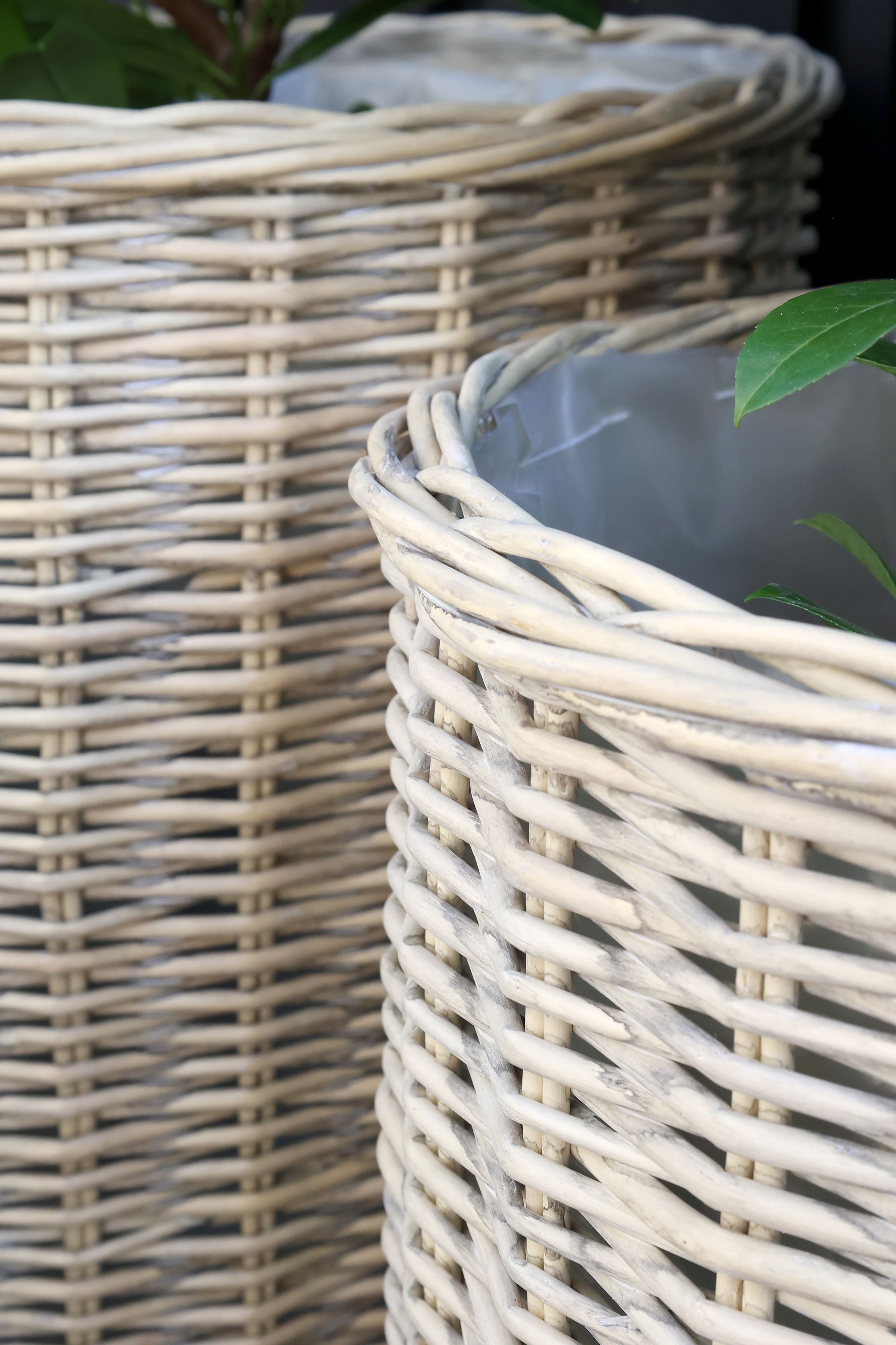 Übertöpfe groß im 3er-Set aus Weide, natur