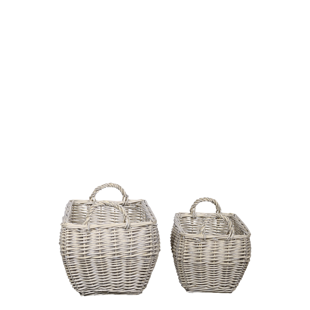 Französische Körbe mit Henkel, 2er-Set, Natur