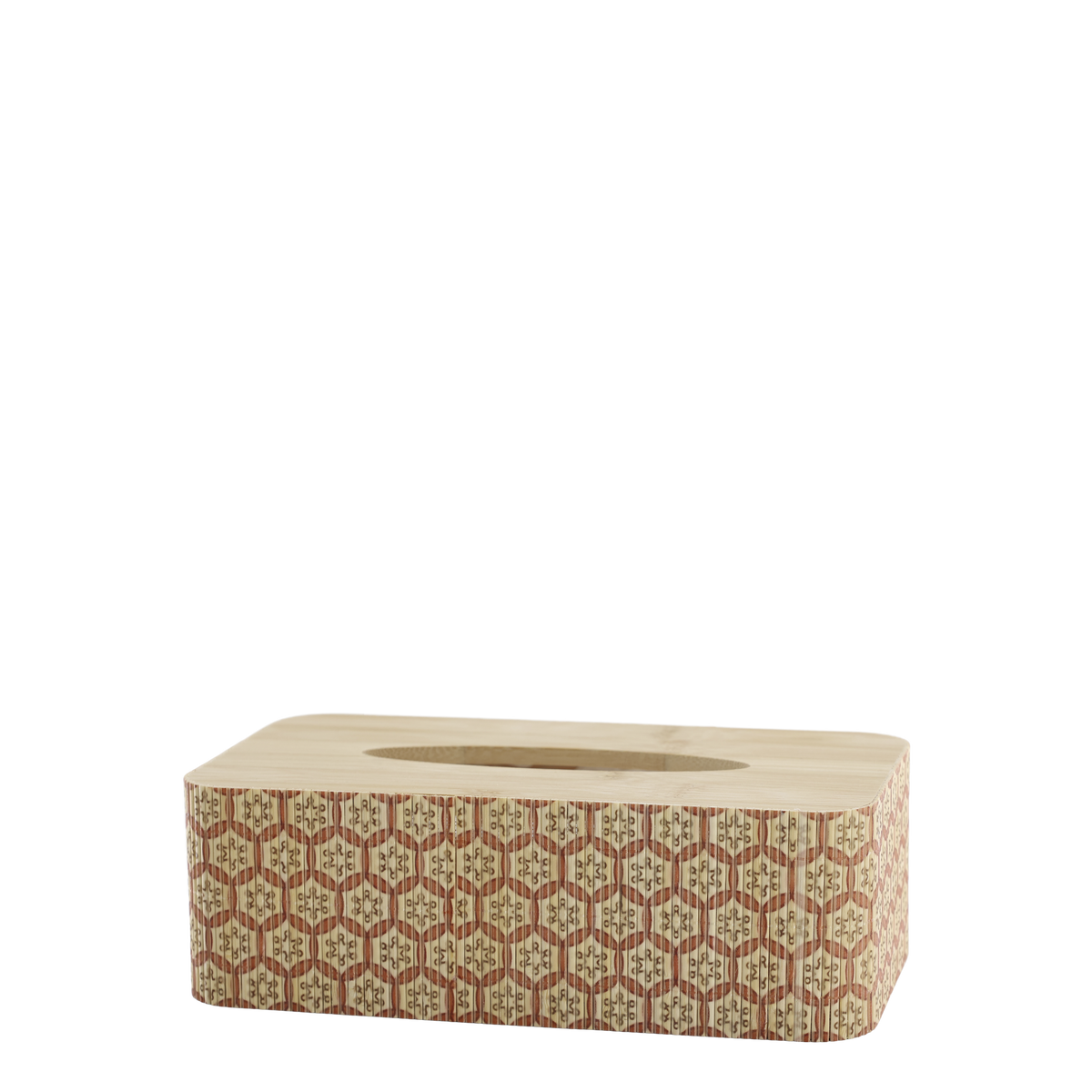 Serviettenbox aus Bambus in Coral Blush und Natur