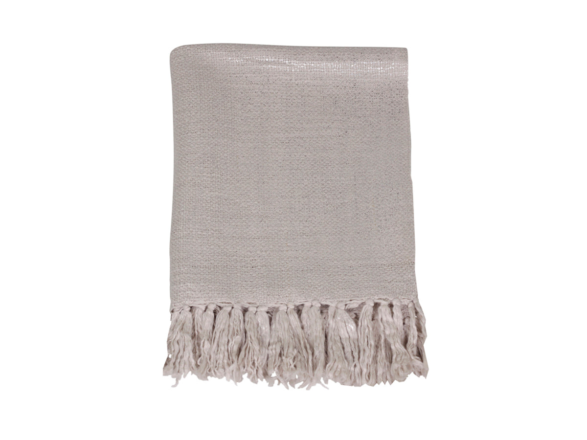 Throw w. champagne weaving L180/W130 cm powder