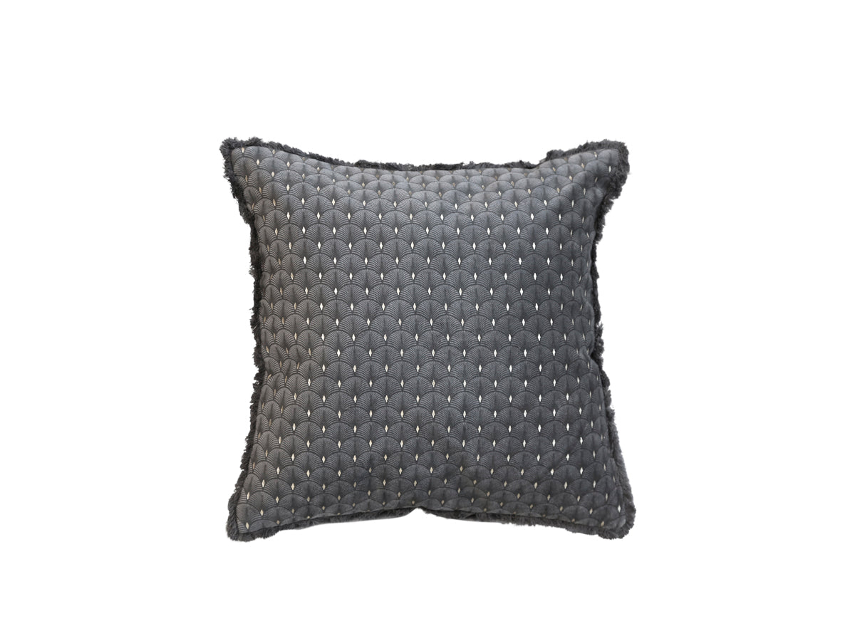 Moulin Cushion velour w. gold & fringes L40/W40 cm coal