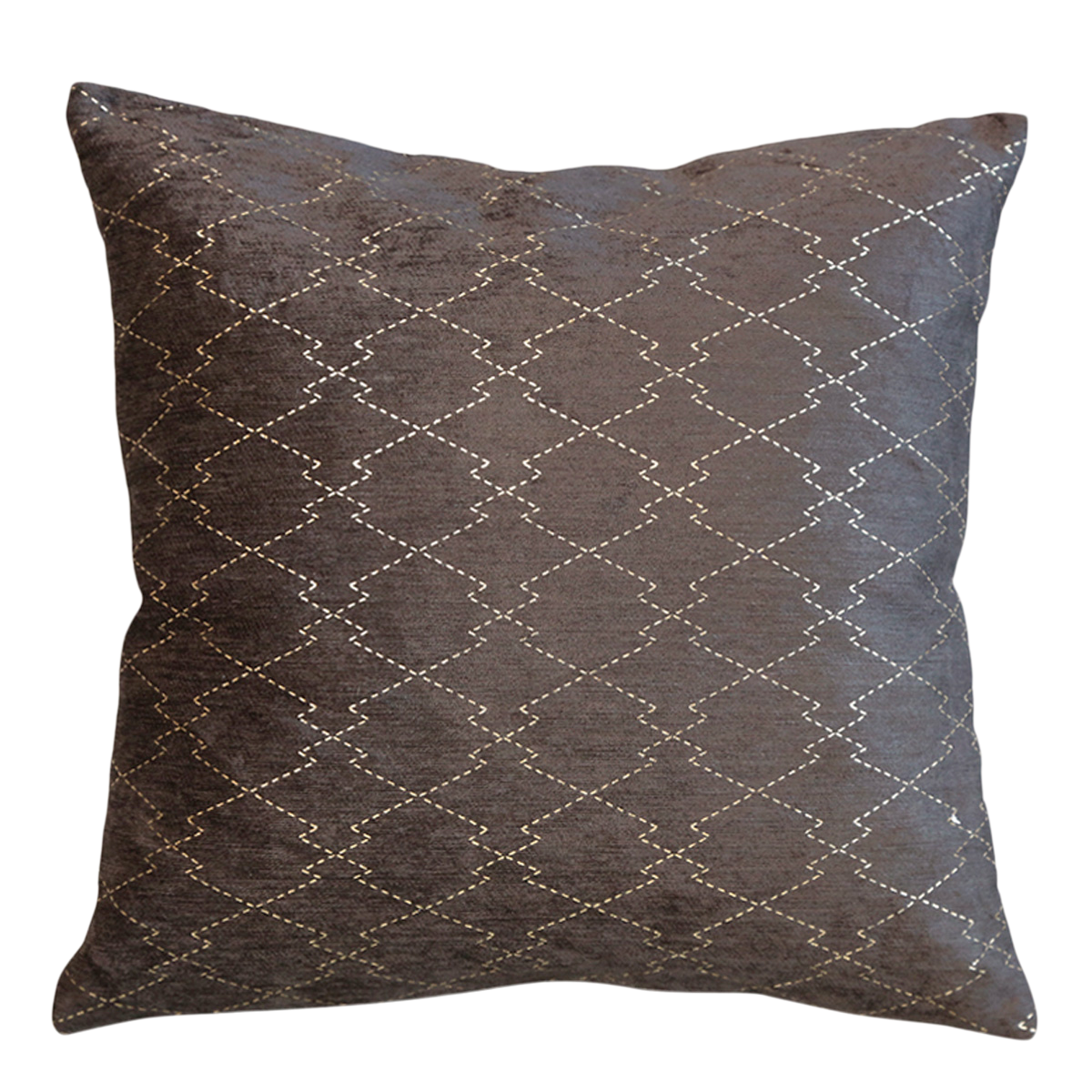 Moulin Cushion w. golden pattern L50/W50 cm mocca