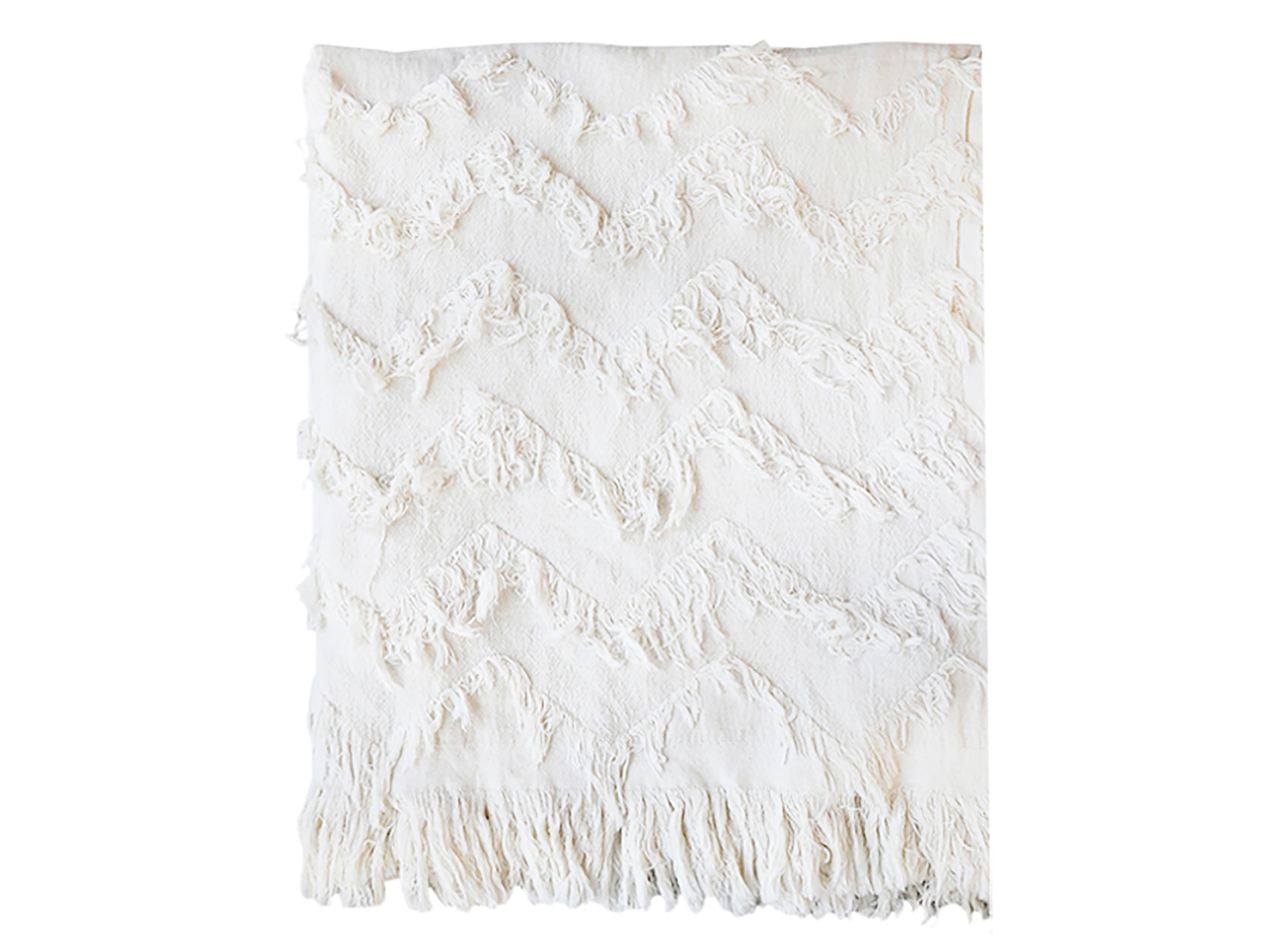 Throw w. fringes L152/W135 cm off-white