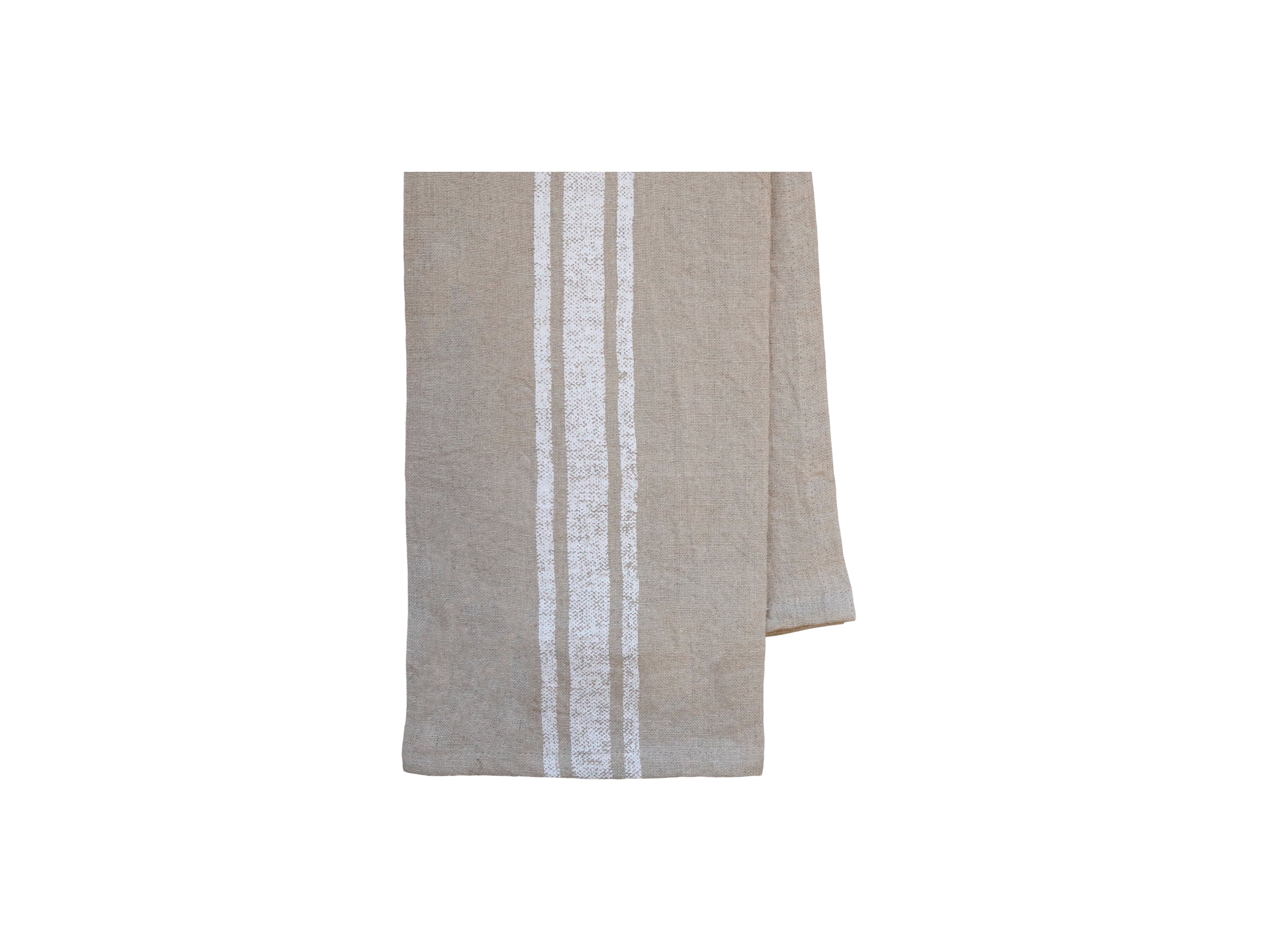 Tea towel w. white grain sack stripes L70/W50 cm linen