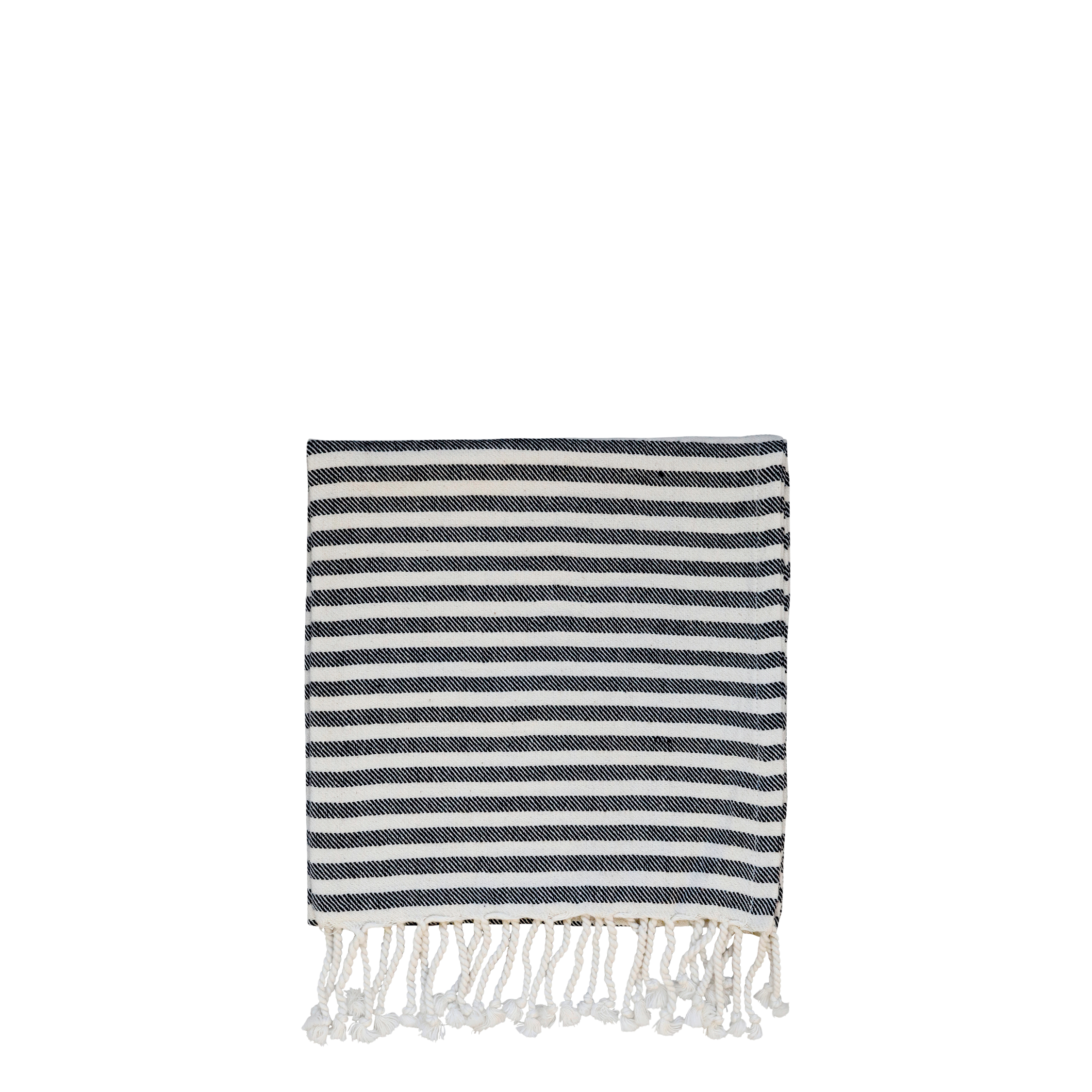 Hammam Towel w. stripes Éternel L90/W45 cm black