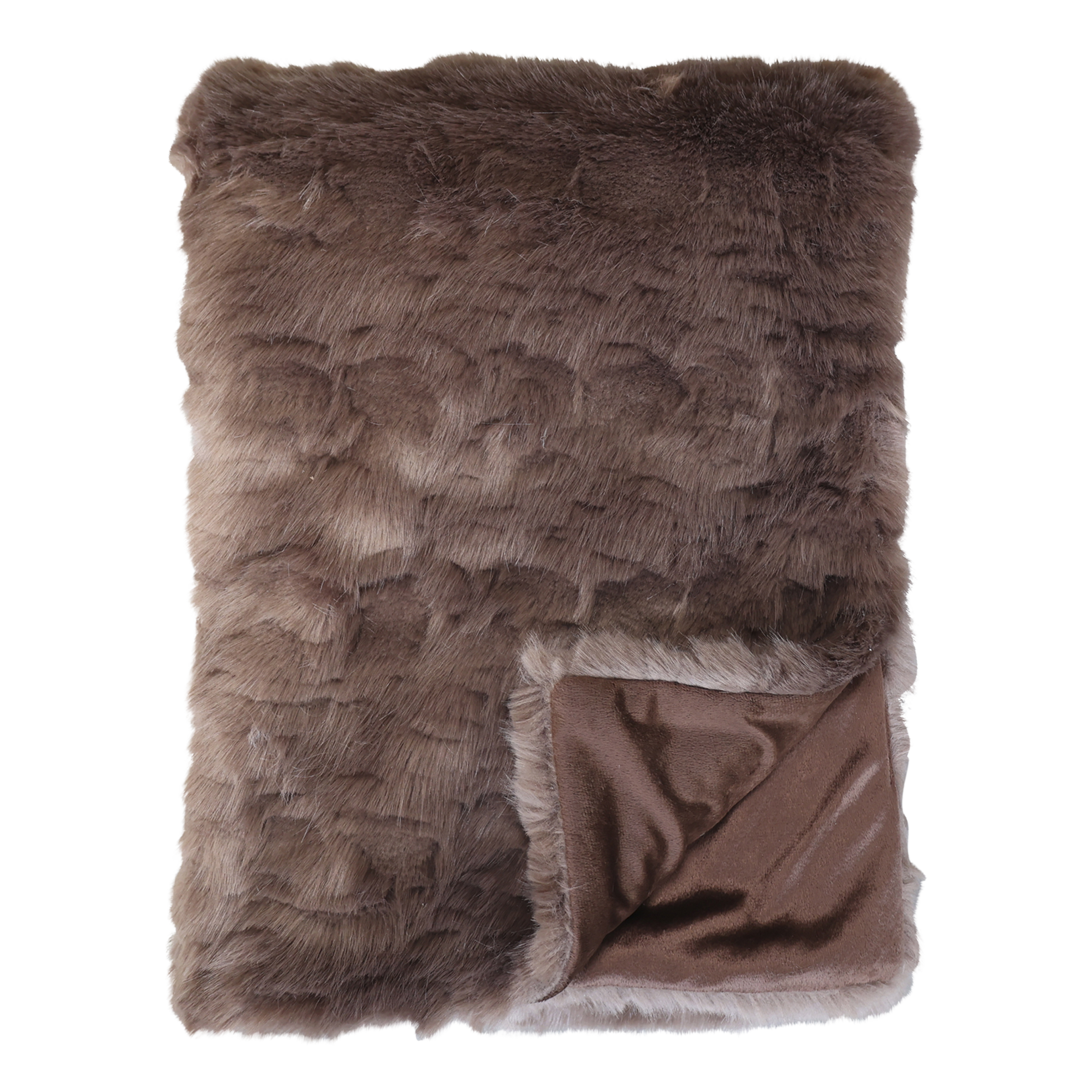 Throw in faux fur L180/W150 cm antique chocolate