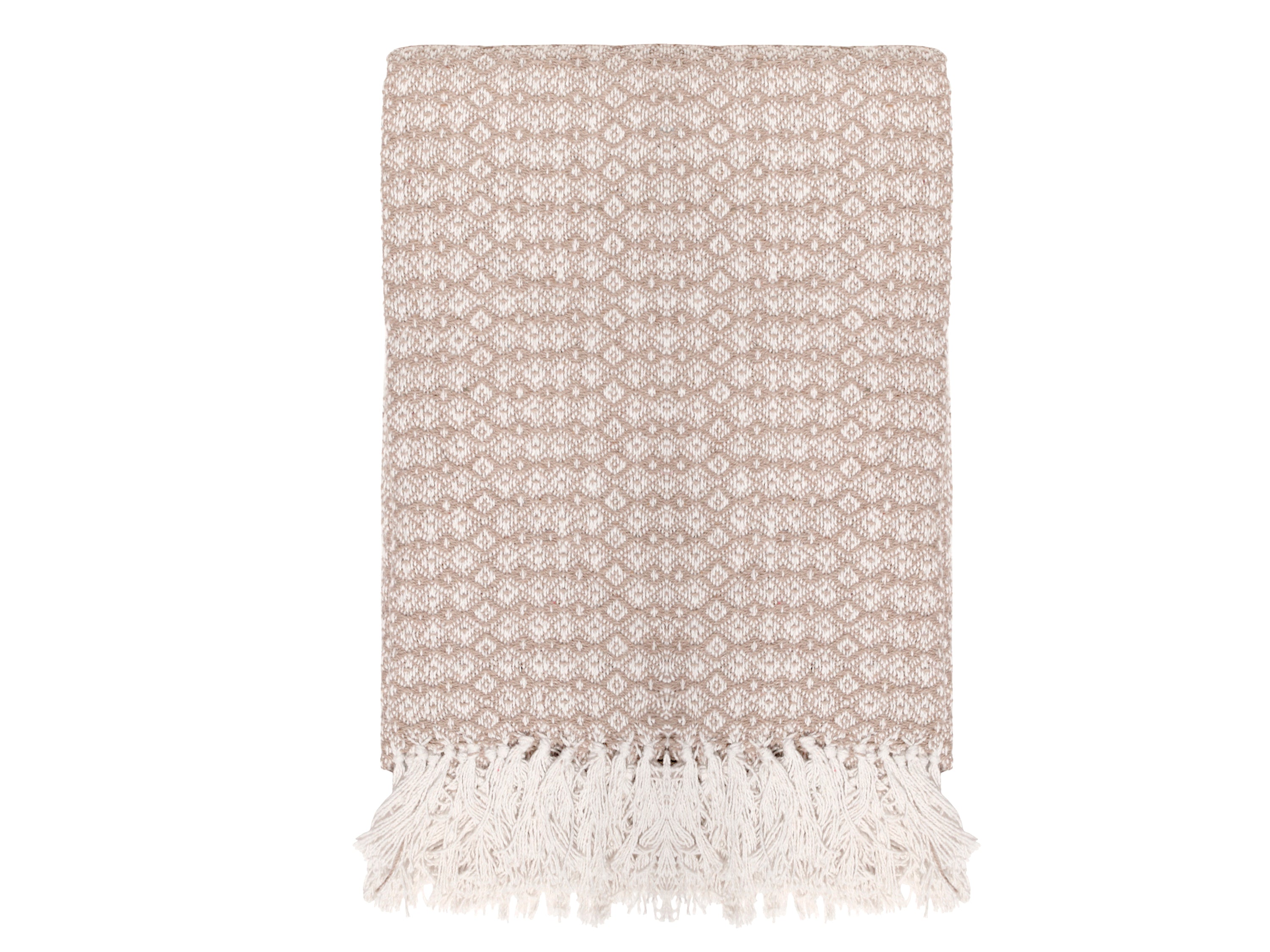 Throw of surplus yarn w. pattern L170/W130 cm latte