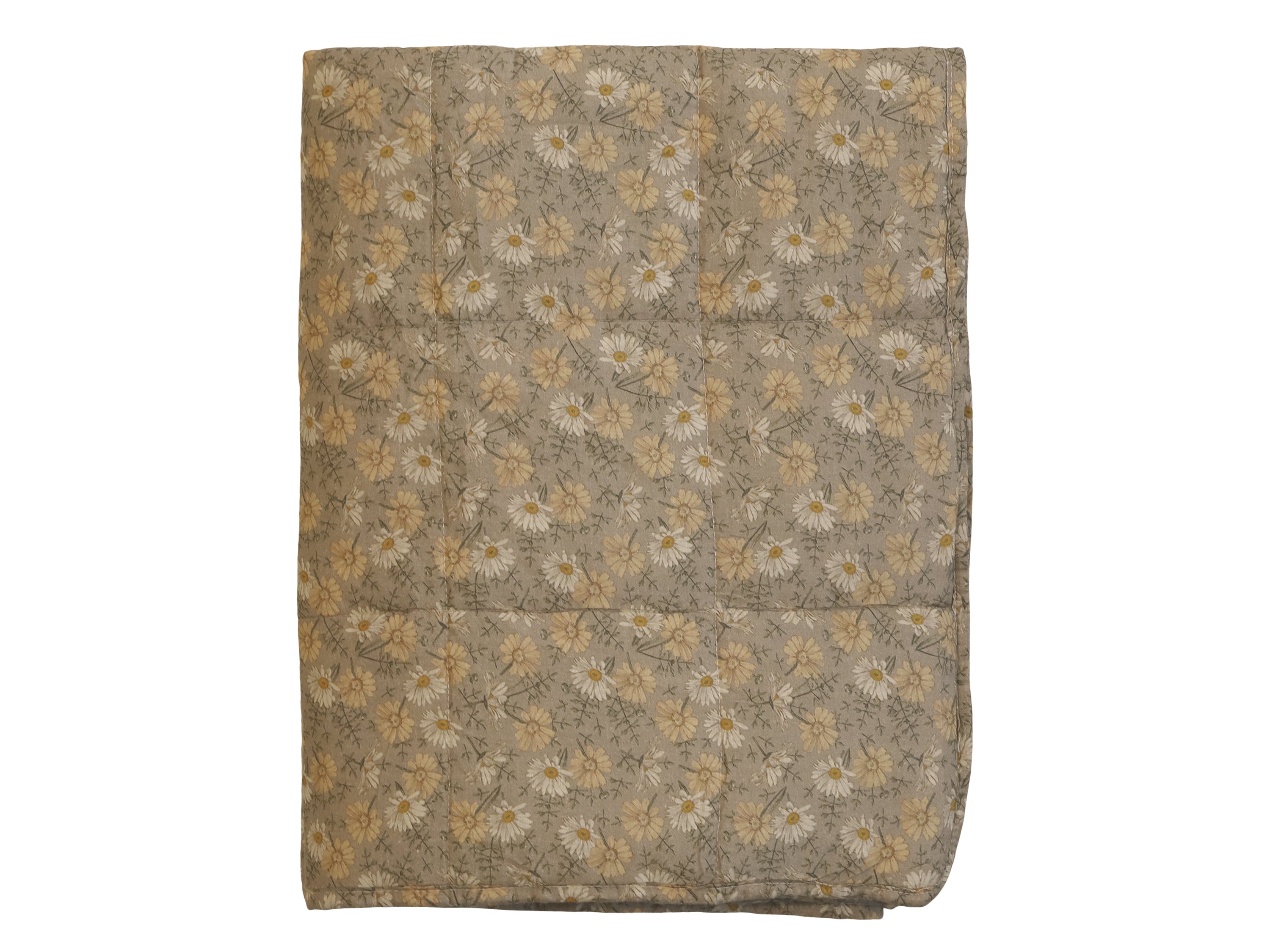 Quilt w. flowers L180/W130 cm latte
