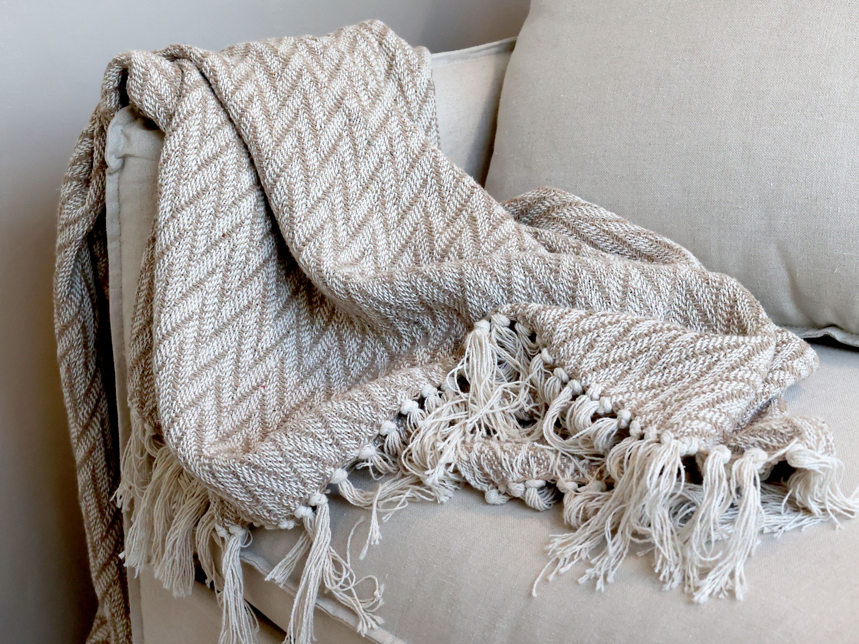 Plaid Decke Aix latte 130x150 cm Baumwolle