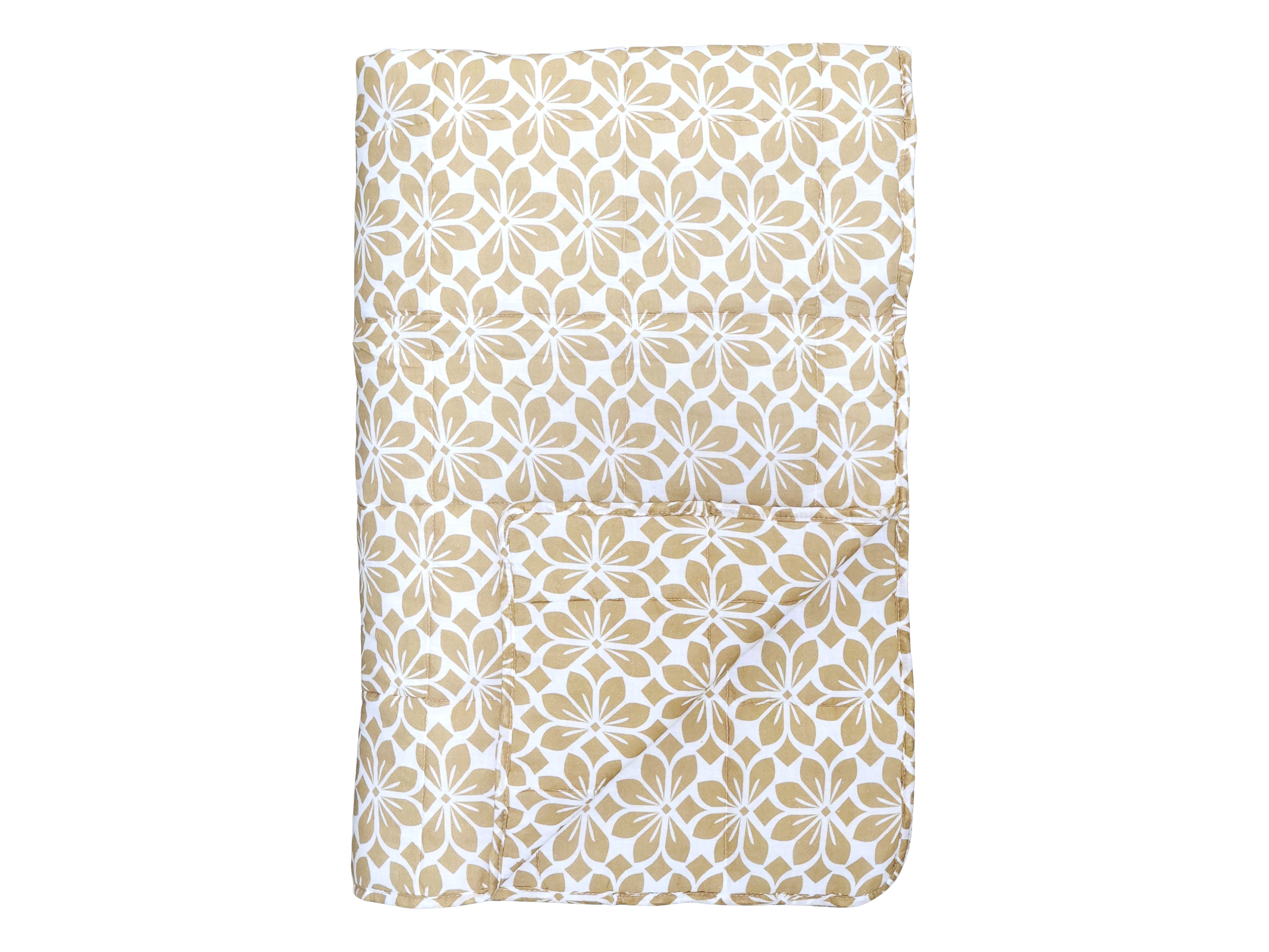 Quilt w. flowers L180/W130 cm cream