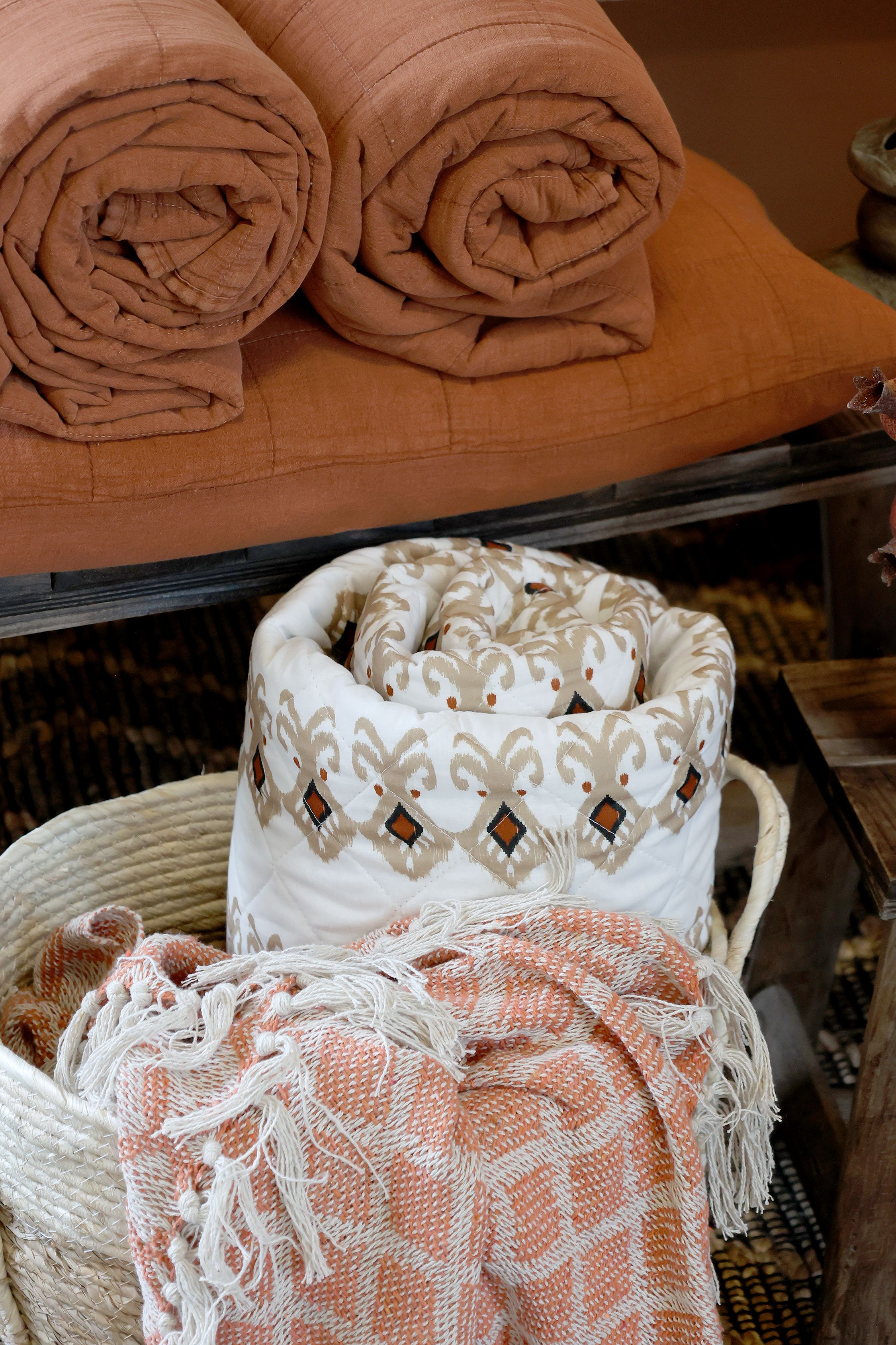 Plaid Decke Terracotta 150 cm x 130 cm Baumwolle