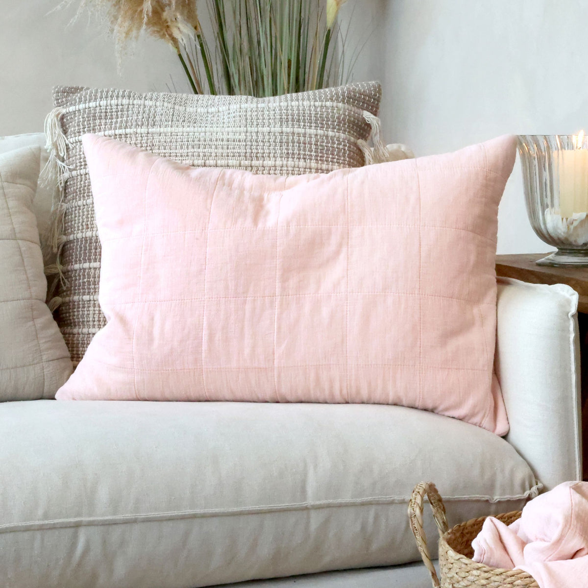 Kissenbezug 40x60 cm Baumwolle Vintage Rosa