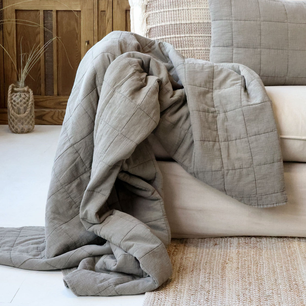 Baumwoll-Quilt Aix Vintage Latte 180x130 cm
