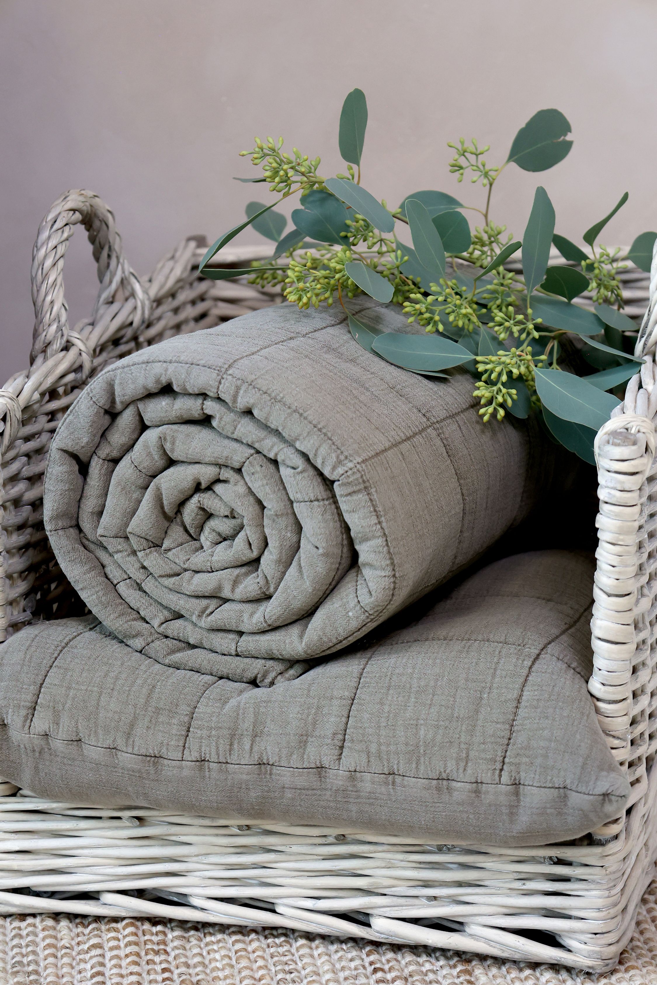 Baumwoll-Quilt Aix Vintage Latte 180x130 cm