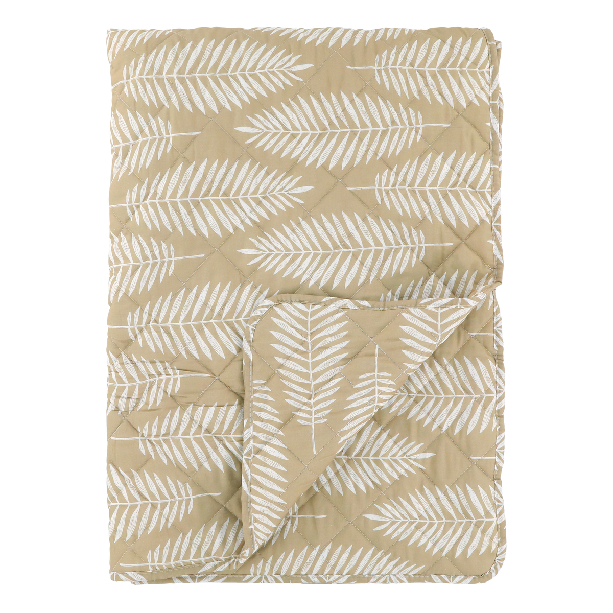 Quilt Aix mit tropischem Blattmotiv, beige/weiß, 180x130 cm